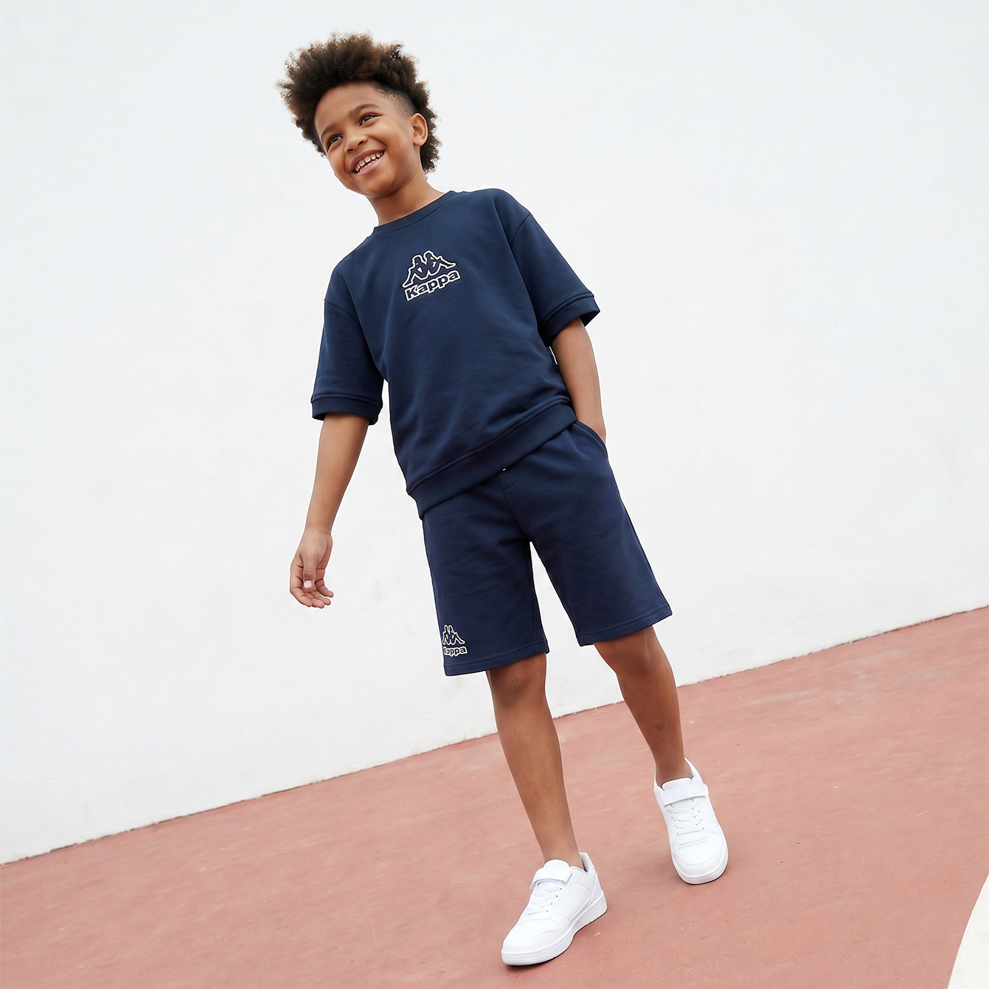 Kappa Crew Neck Short Sleeves T-shirt and Shorts Set with Logo Print-boys-clothing-setsandcoords-image-1