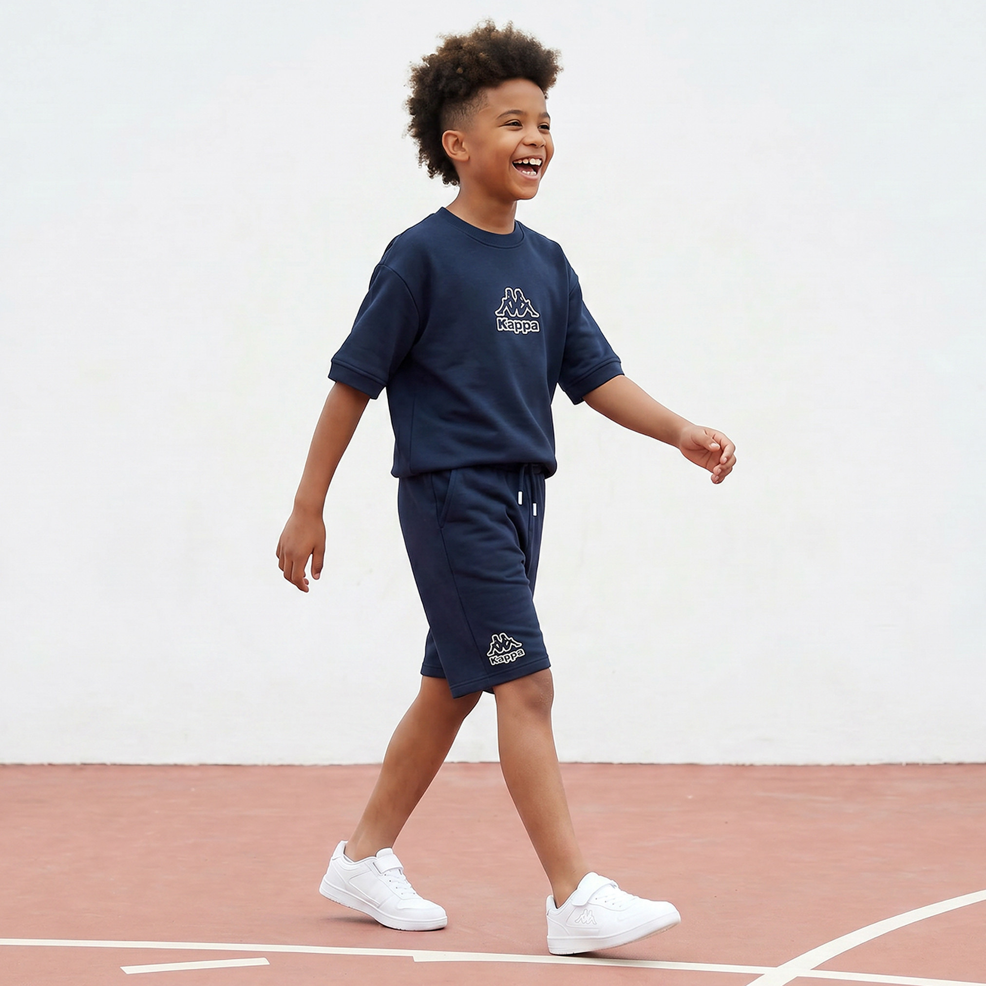 Kappa Crew Neck Short Sleeves T-shirt and Shorts Set with Logo Print-boys-clothing-setsandcoords-image-7