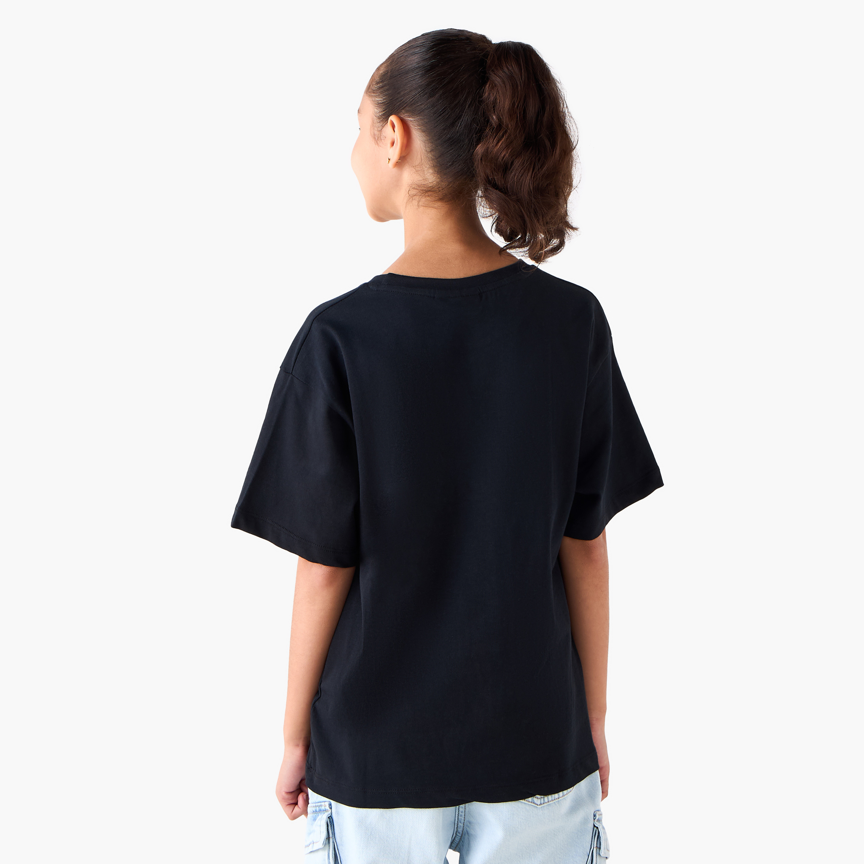 Juniors Crew Neck Short Sleeves T-shirt with Graphic Print-girls-clothing-tshirts-image-3