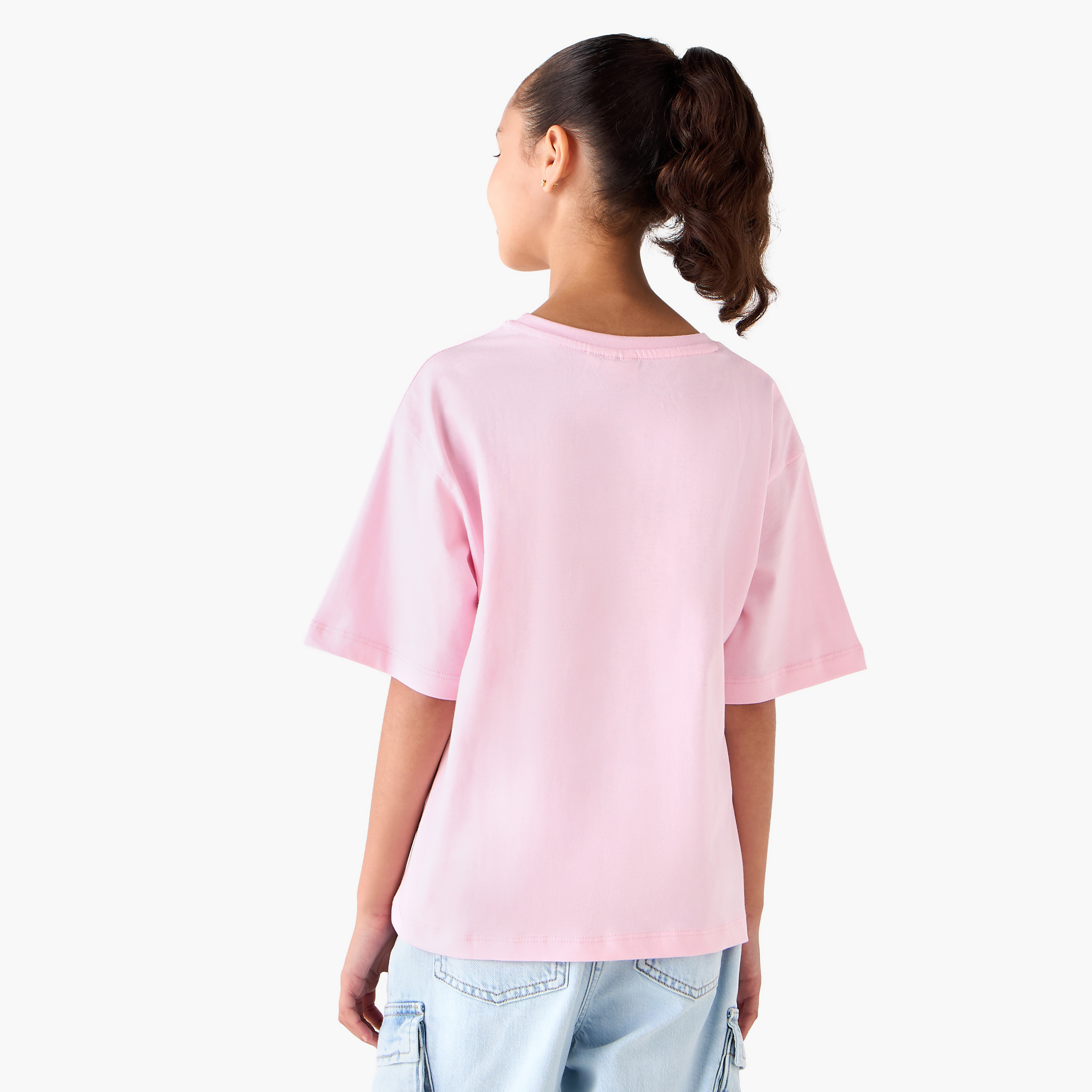 Juniors Crew Neck Short Sleeves T-shirt with Graphic Print-girls-clothing-tshirts-image-3