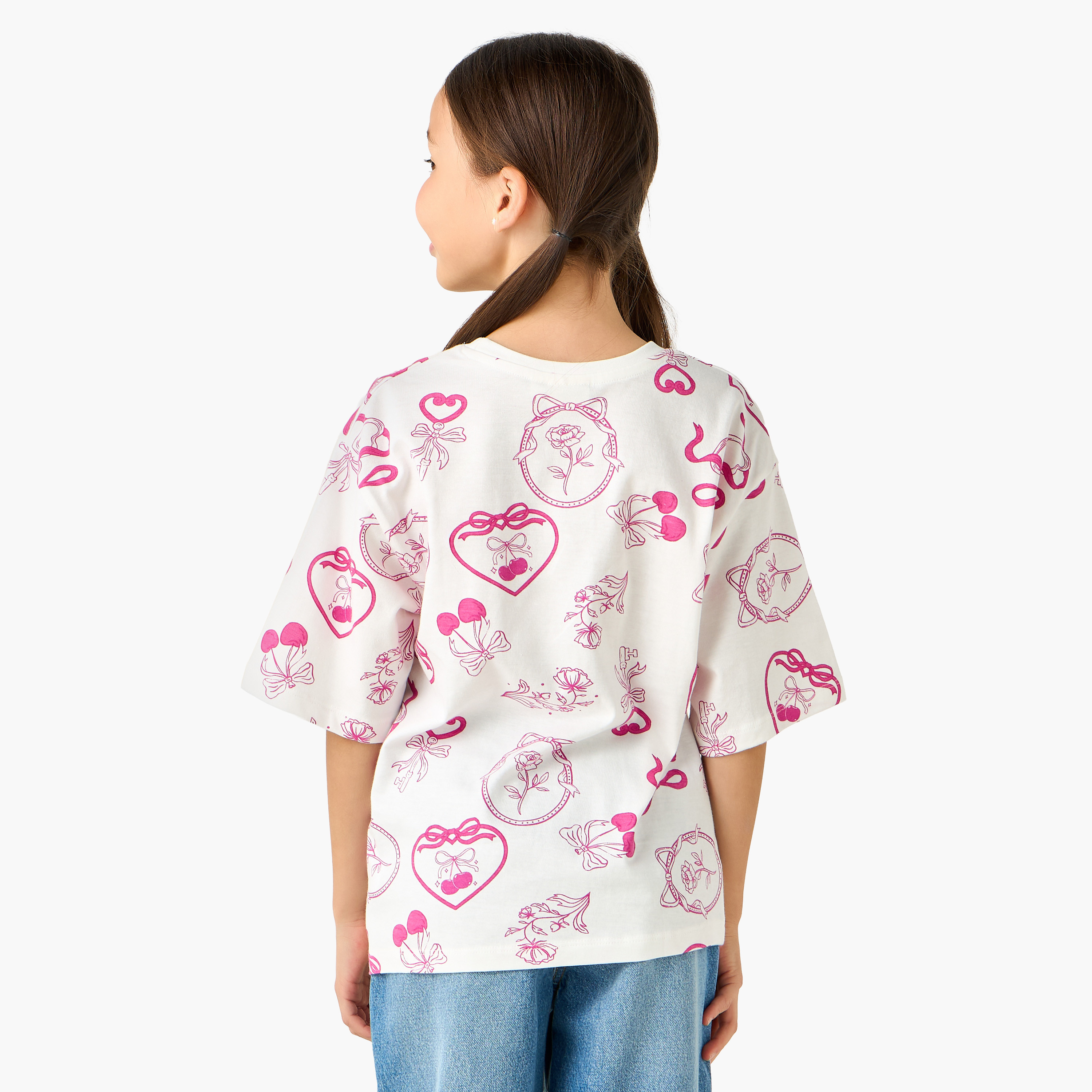 Juniors Crew Neck Short Sleeves T-shirt with Fun Print-girls-clothing-tshirts-image-3