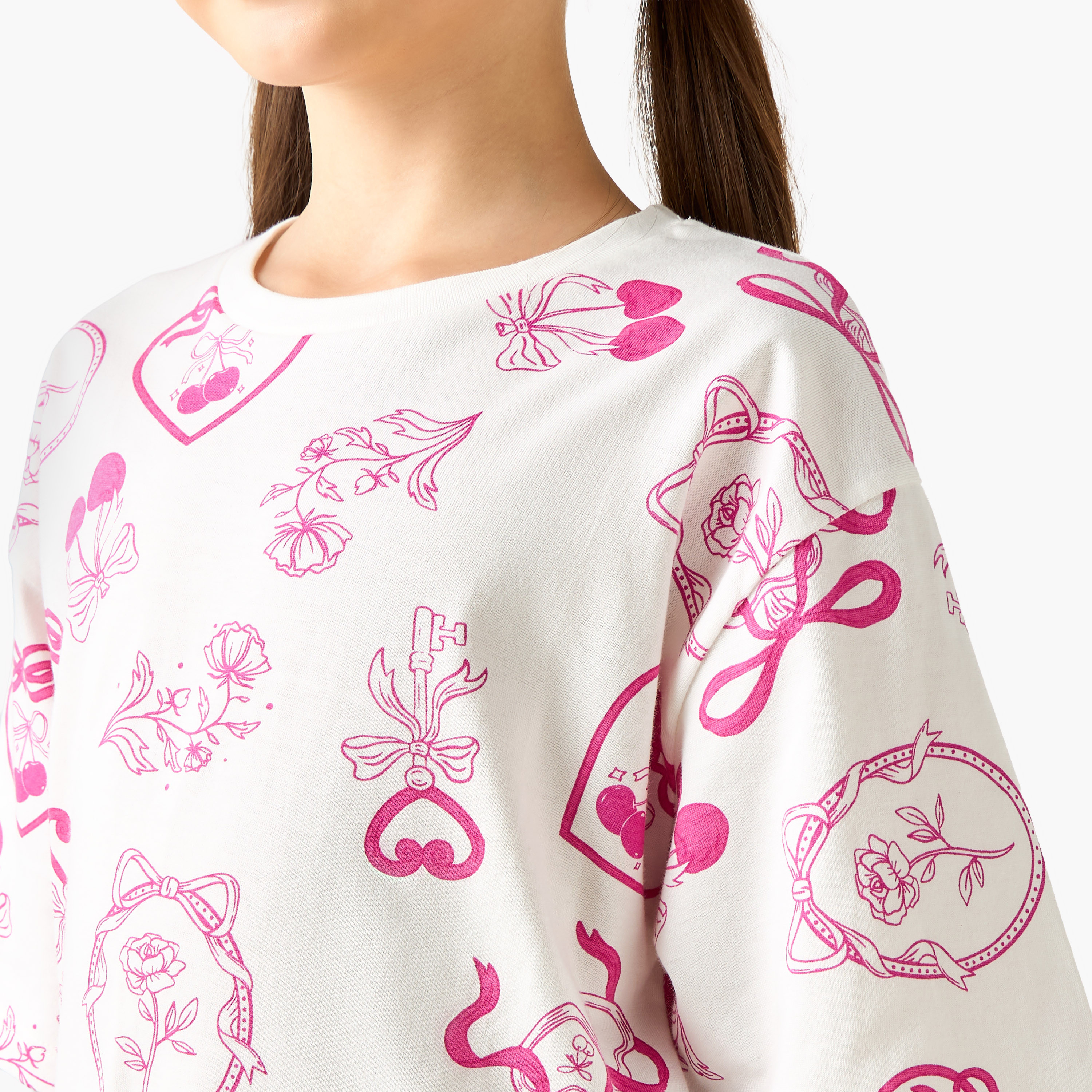 Juniors Crew Neck Short Sleeves T-shirt with Fun Print-girls-clothing-tshirts-image-5
