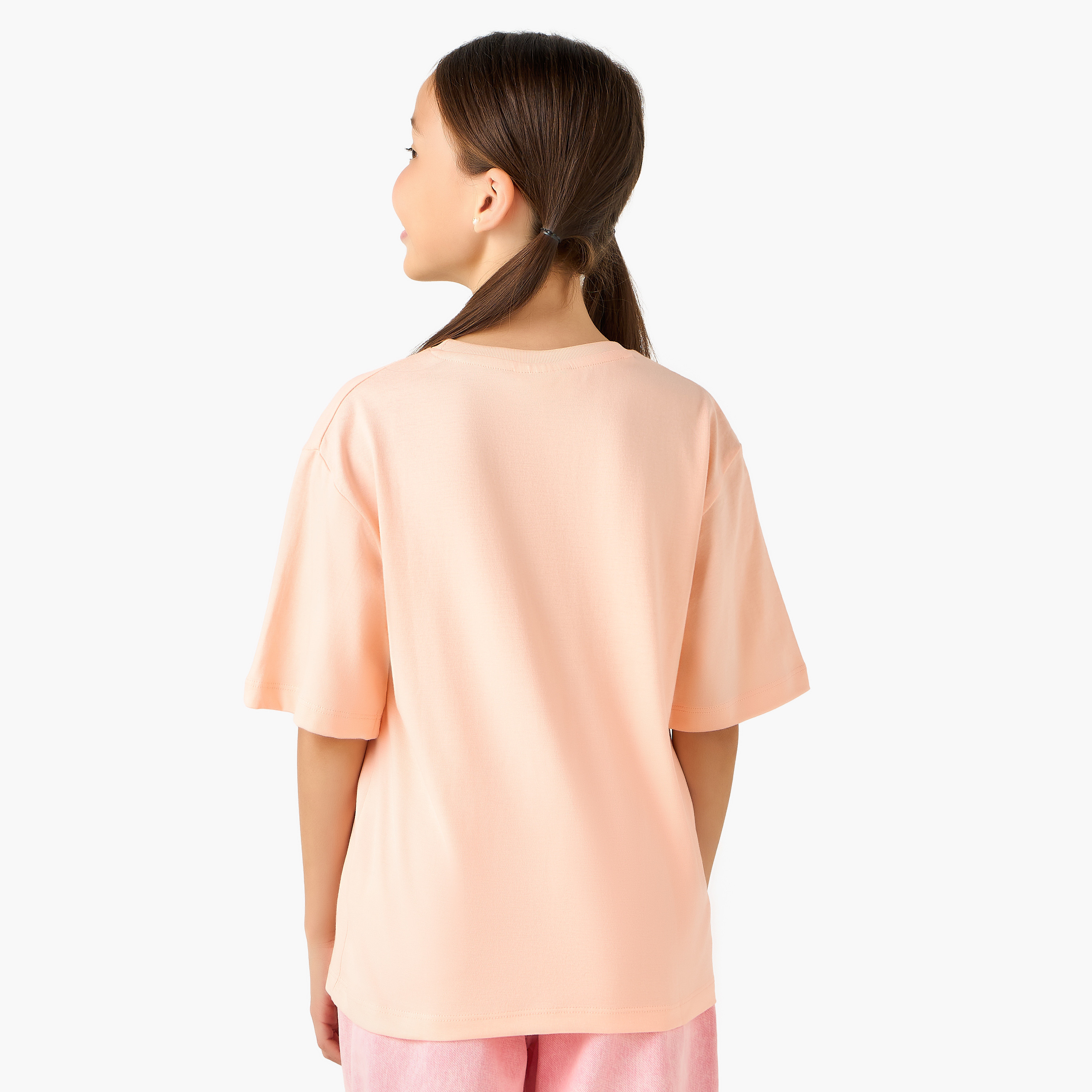 Juniors Crew Neck Short Sleeves T-shirt with Graphic Print-girls-clothing-tshirts-image-3