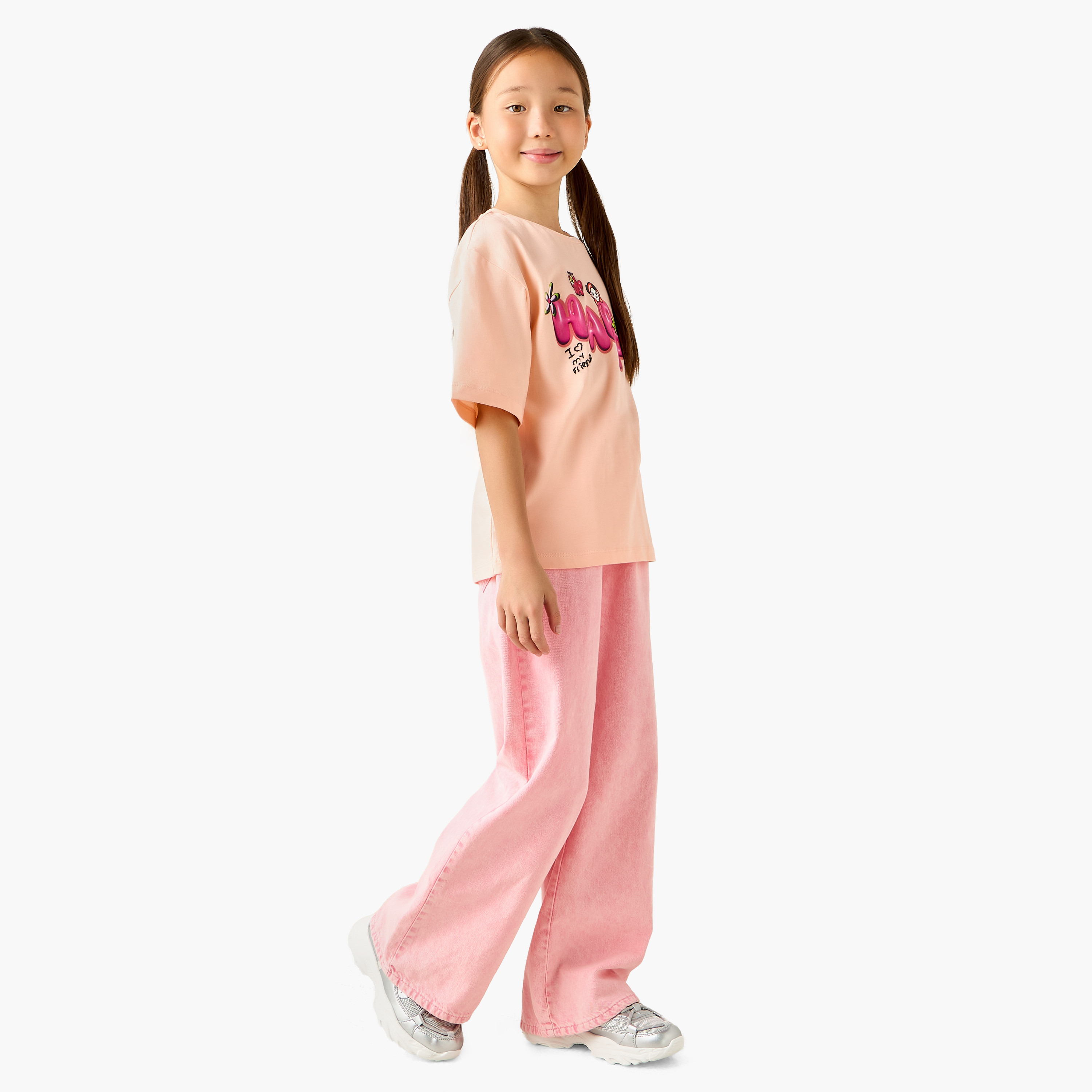 Juniors Crew Neck Short Sleeves T-shirt with Graphic Print-girls-clothing-tshirts-image-6