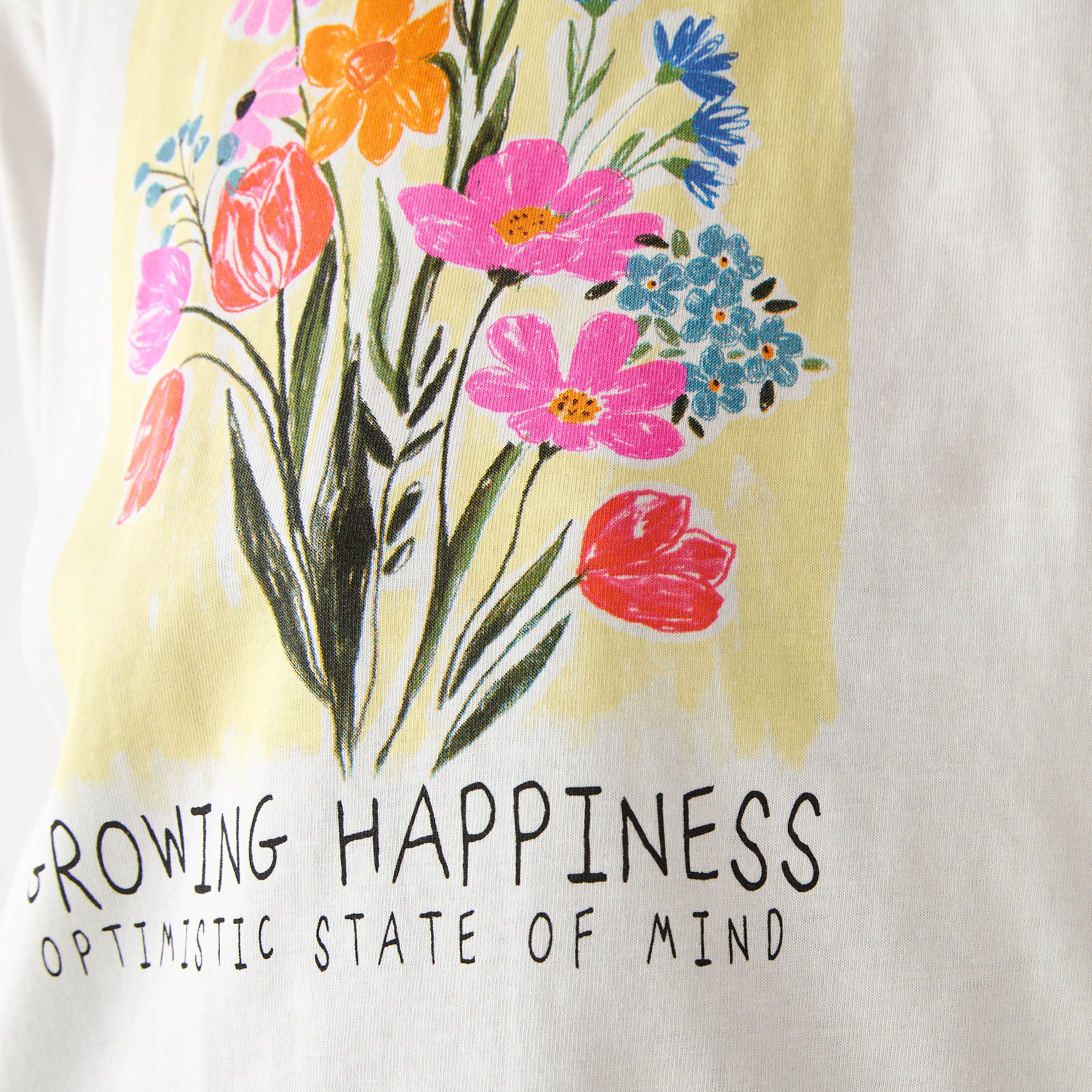 Juniors Crew Neck Short Sleeves T-shirt with Floral Print-girls-clothing-tshirts-image-5