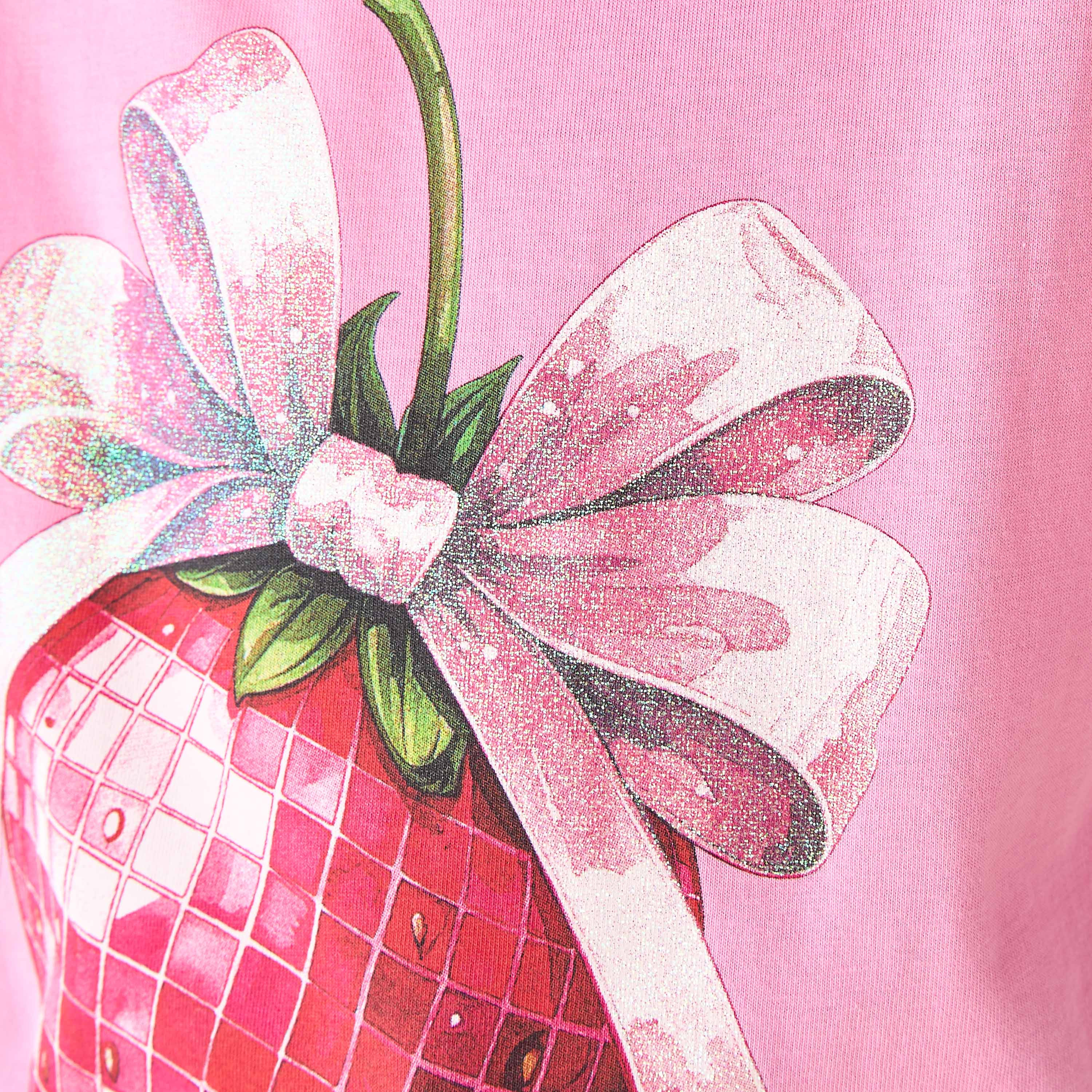 Juniors Crew Neck Short Sleeves T-shirt with Strawberry Print-girls-clothing-tshirts-image-5