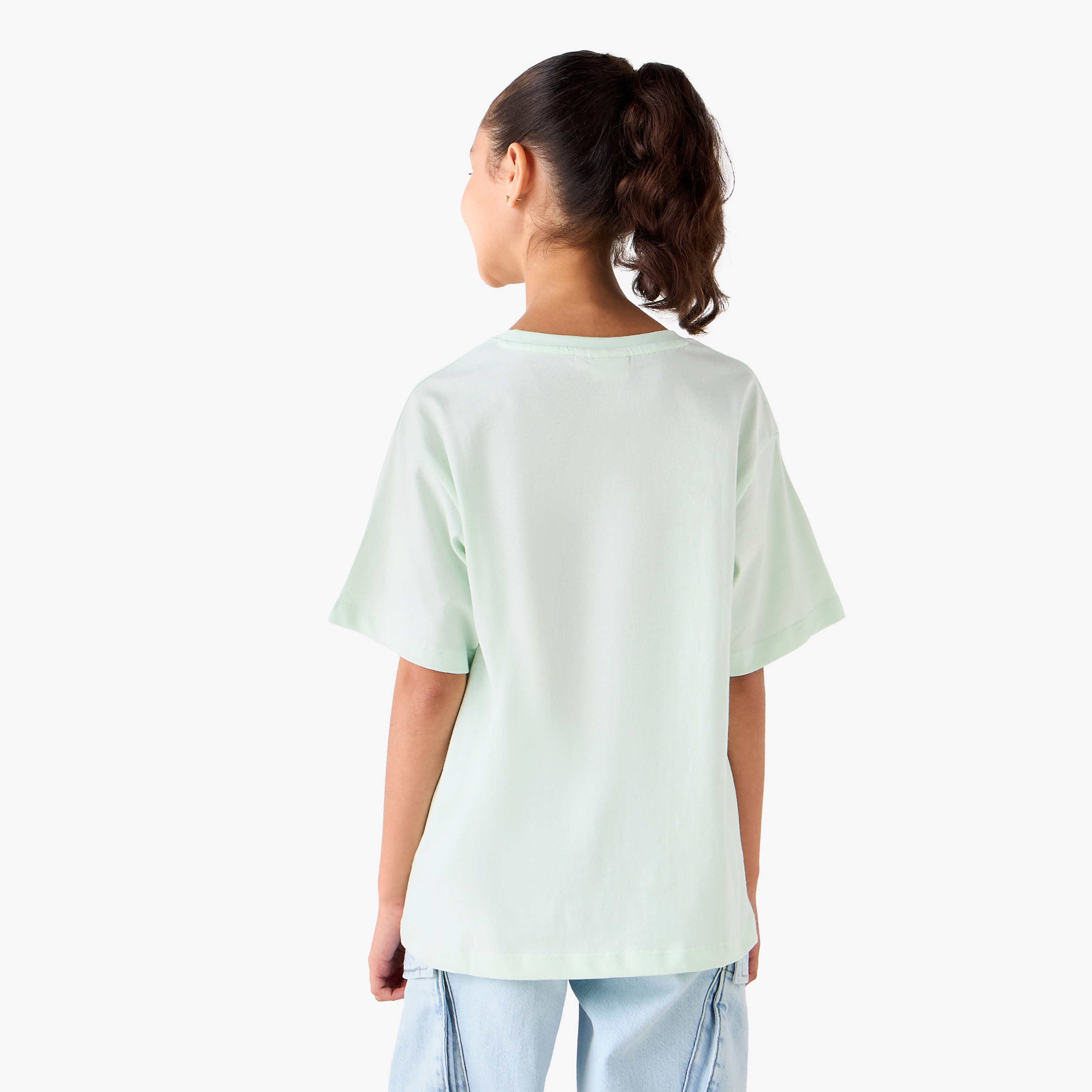 Juniors Crew Neck Short Sleeves T-shirt with Popcorn Print-girls-clothing-tshirts-image-3