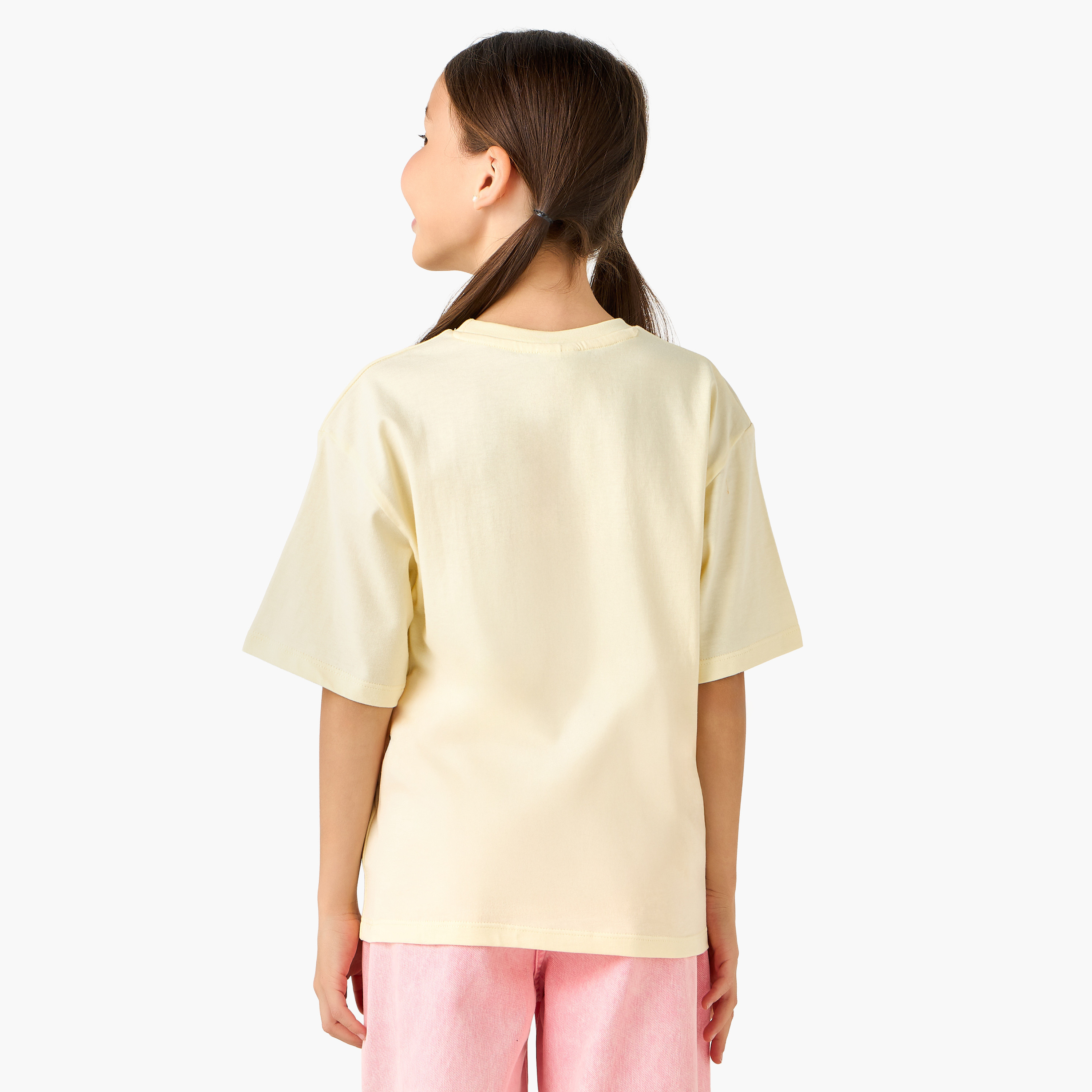 Juniors Crew Neck Short Sleeves T-shirt with Graphic Print-girls-clothing-tshirts-image-3