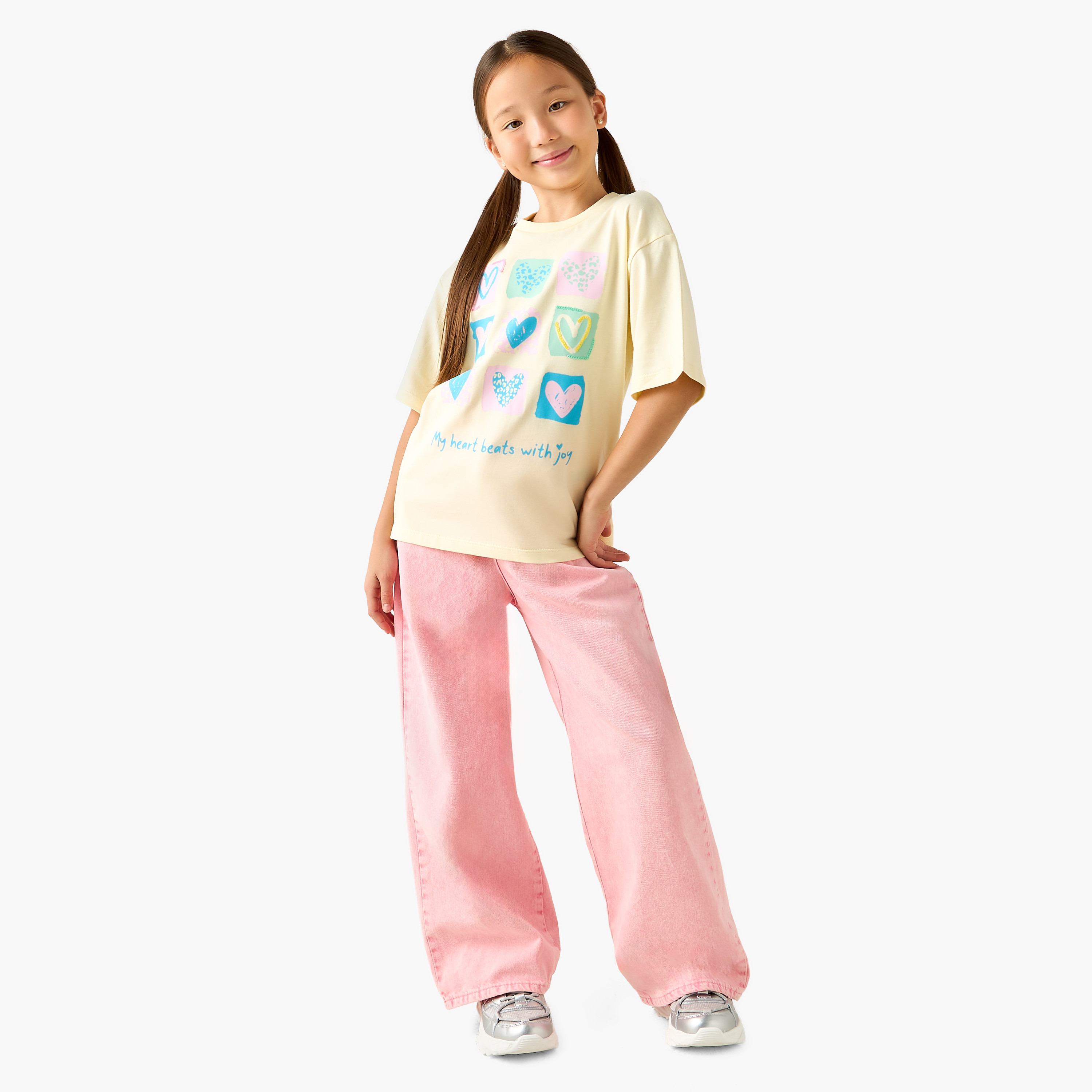 Juniors Crew Neck Short Sleeves T-shirt with Graphic Print-girls-clothing-tshirts-image-6