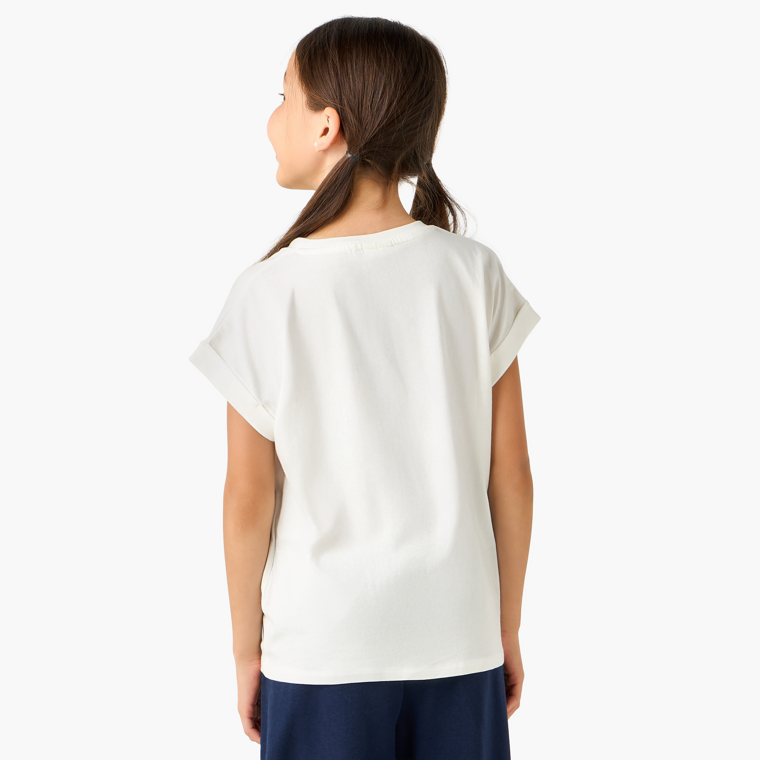 Juniors Crew Neck Short Sleeves T-shirt with Tie-Up Detail-girls-clothing-tshirts-image-3