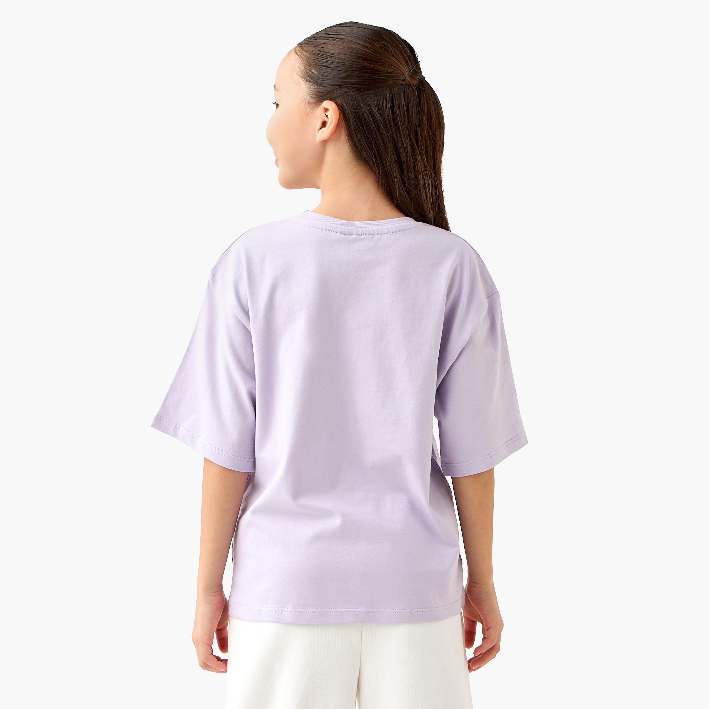 Juniors Crew Neck Short Sleeves T-shirt with Minnie Mouse Print-girls-clothing-tshirts-image-3
