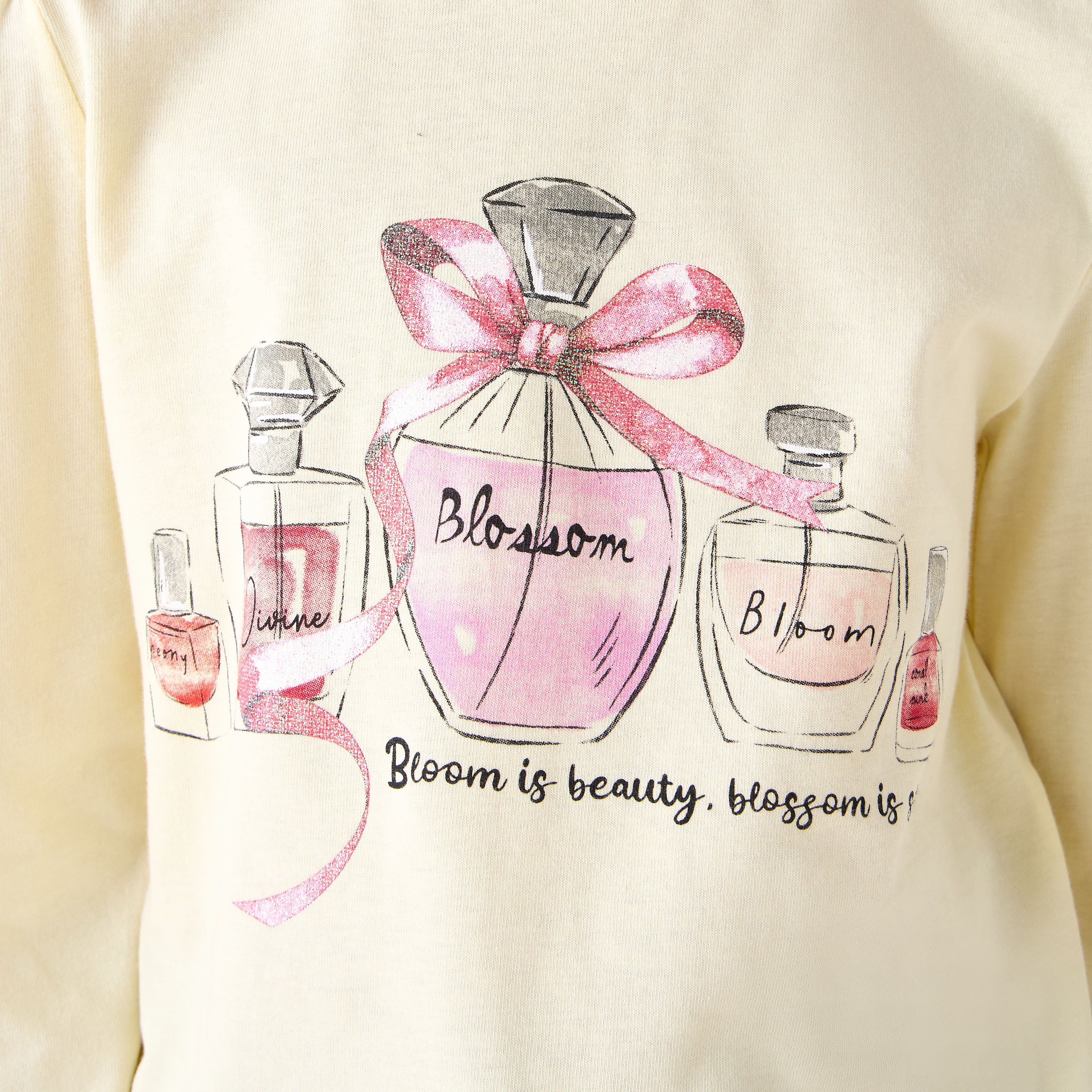 Juniors Crew Neck Long Sleeves T-shirt with Graphic Print-girls-clothing-tshirts-image-5