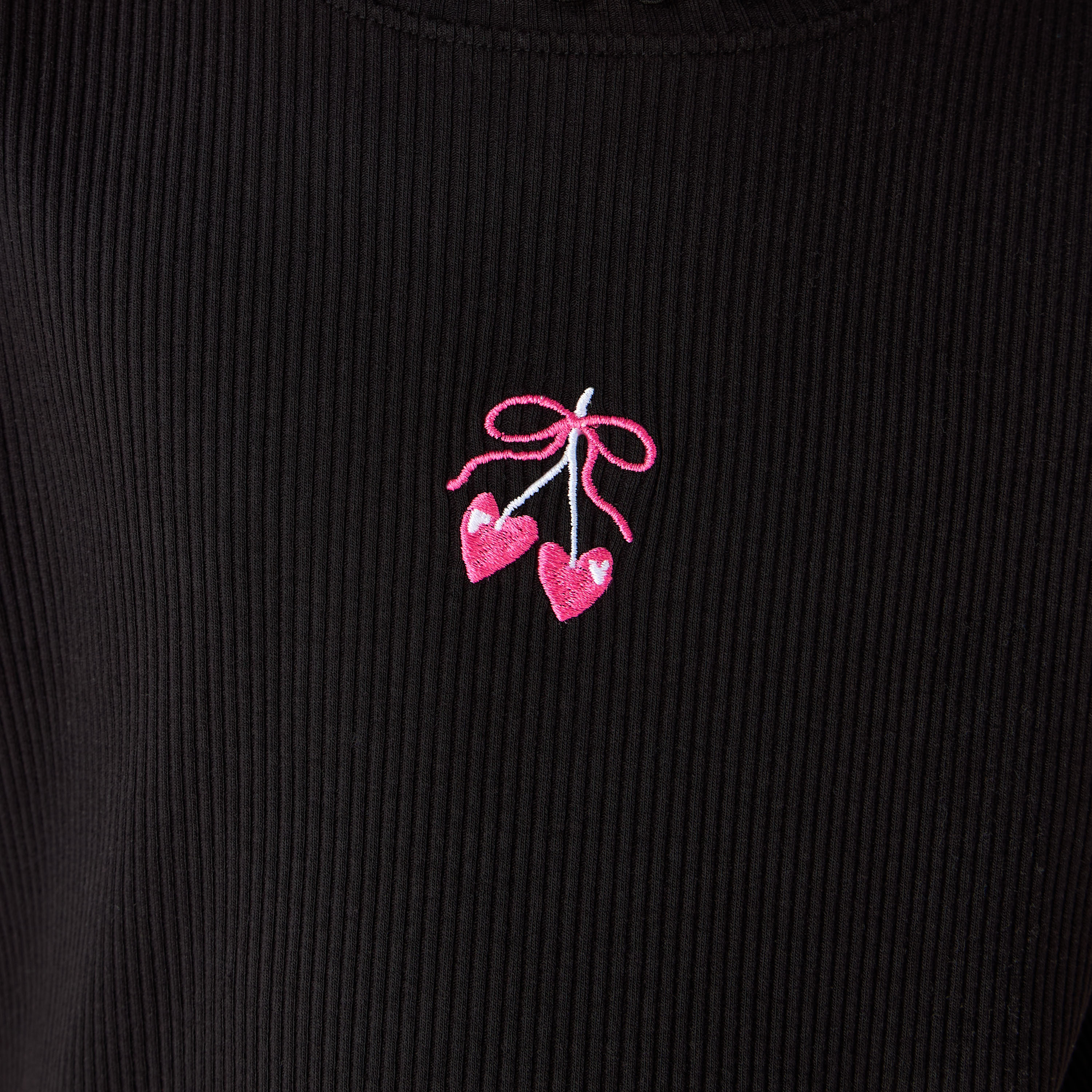 Juniors Crew Neck Short Sleeves T-shirt with Ribbed Design and Lettuce Hem-girls-clothing-tshirts-image-5