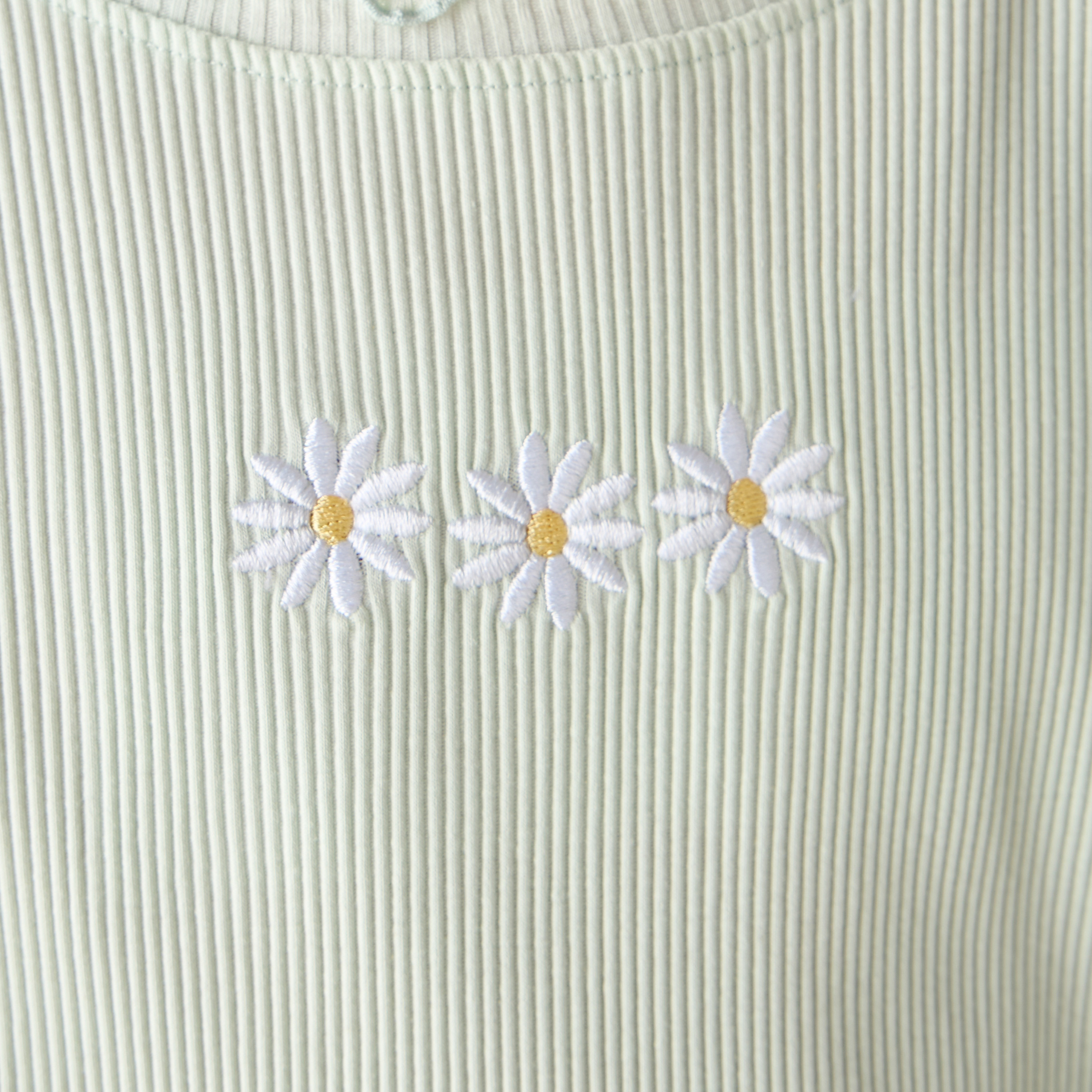 Juniors Crew Neck Short Sleeves T-shirt with Ribbed Design and Floral Embroidery-girls-clothing-tshirts-image-5