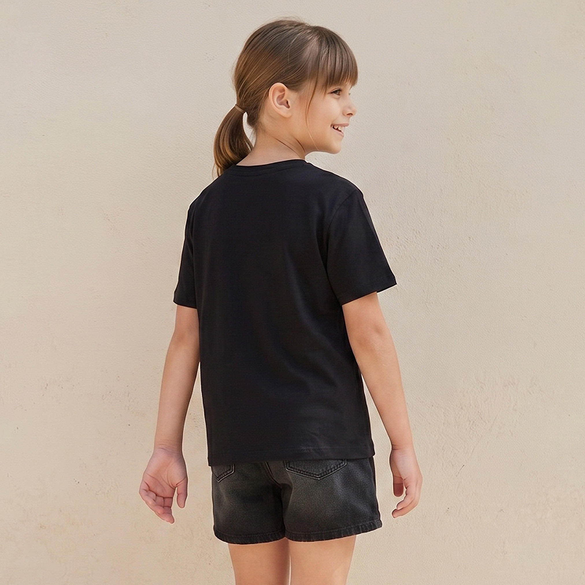 Juniors Crew Neck Short Sleeve T-shirt with Print-girls-clothing-tshirts-image-3