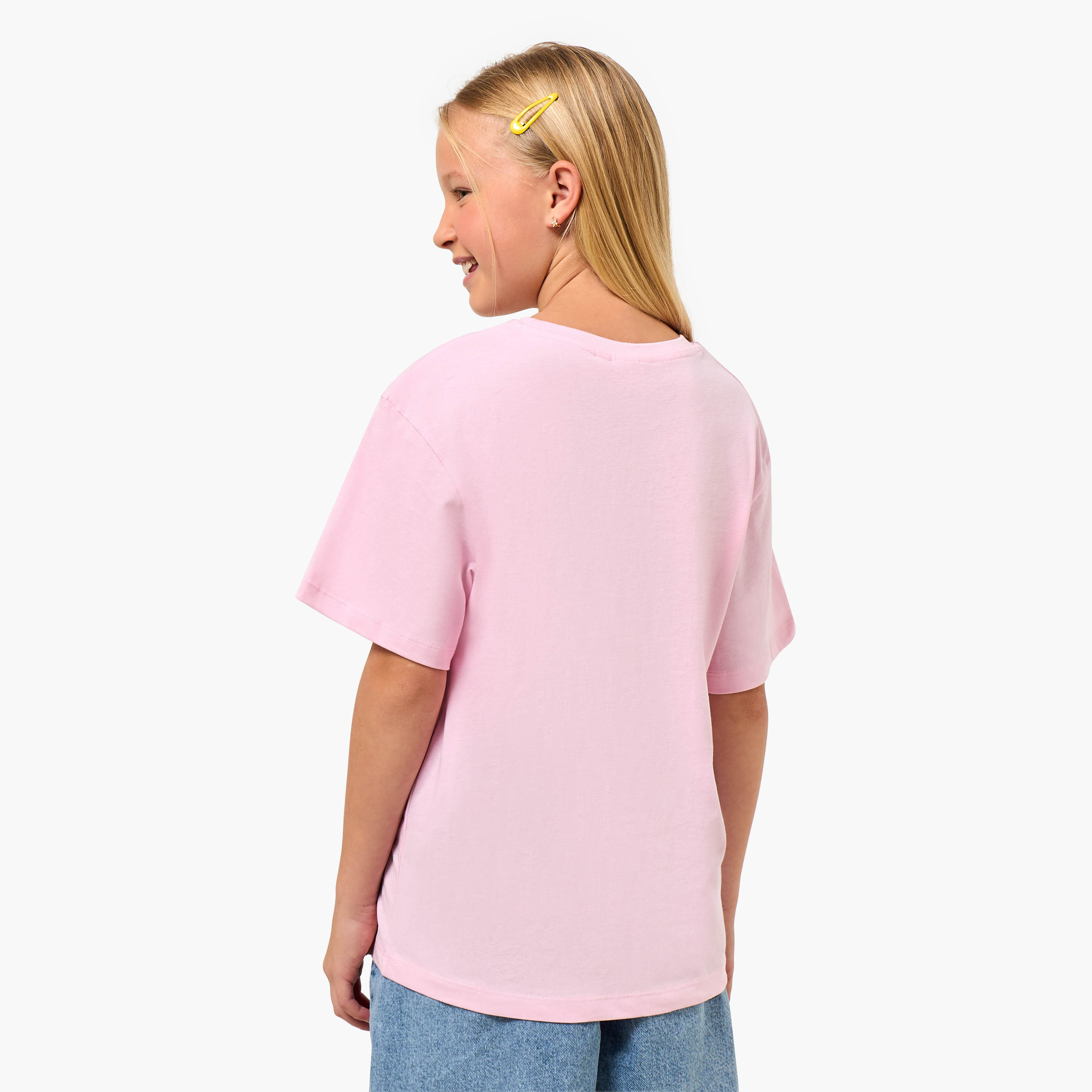 Juniors Crew Neck Short Sleeves T-shirt with Graphic Print-girls-clothing-tshirts-image-3