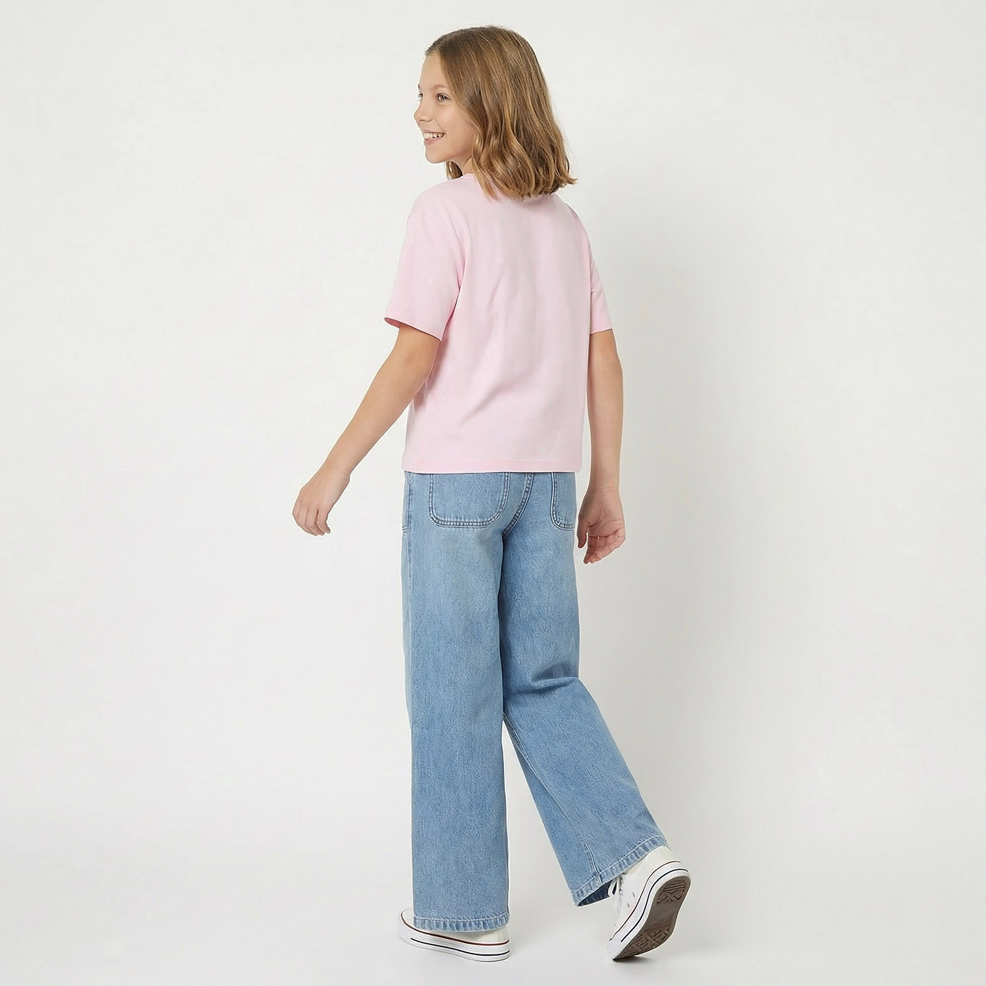 Juniors Crew Neck Short Sleeves T-shirt with Graphic Print-girls-clothing-tshirts-image-3