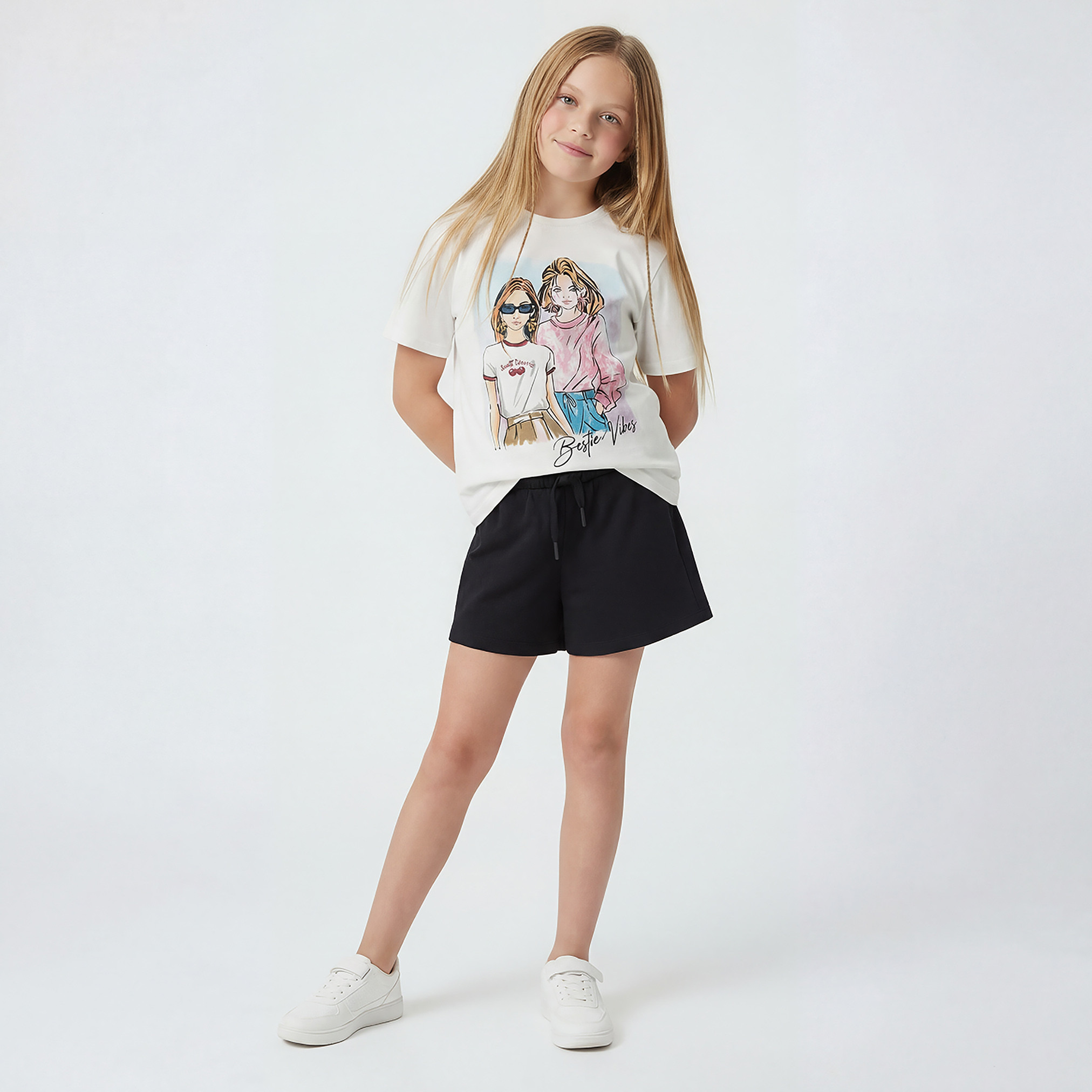 Juniors Crew Neck Short Sleeve T-shirt with Graphic Print-girls-clothing-tshirts-image-6