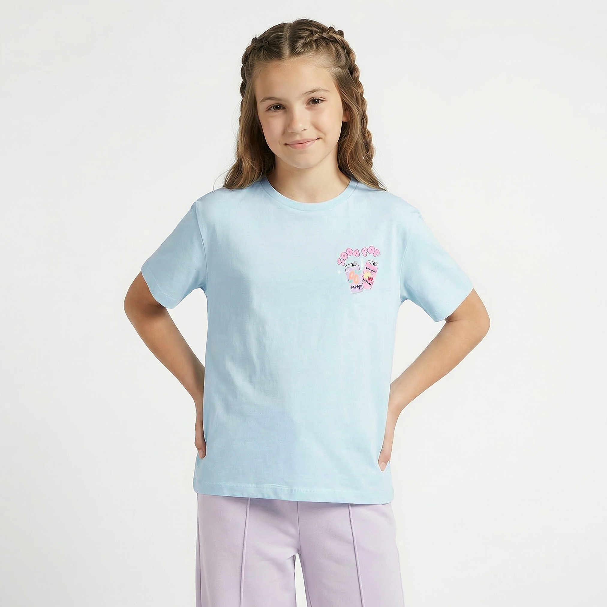 Juniors Crew Neck Short Sleeves T-shirt with Graphic Print-girls-clothing-tshirts-image-1