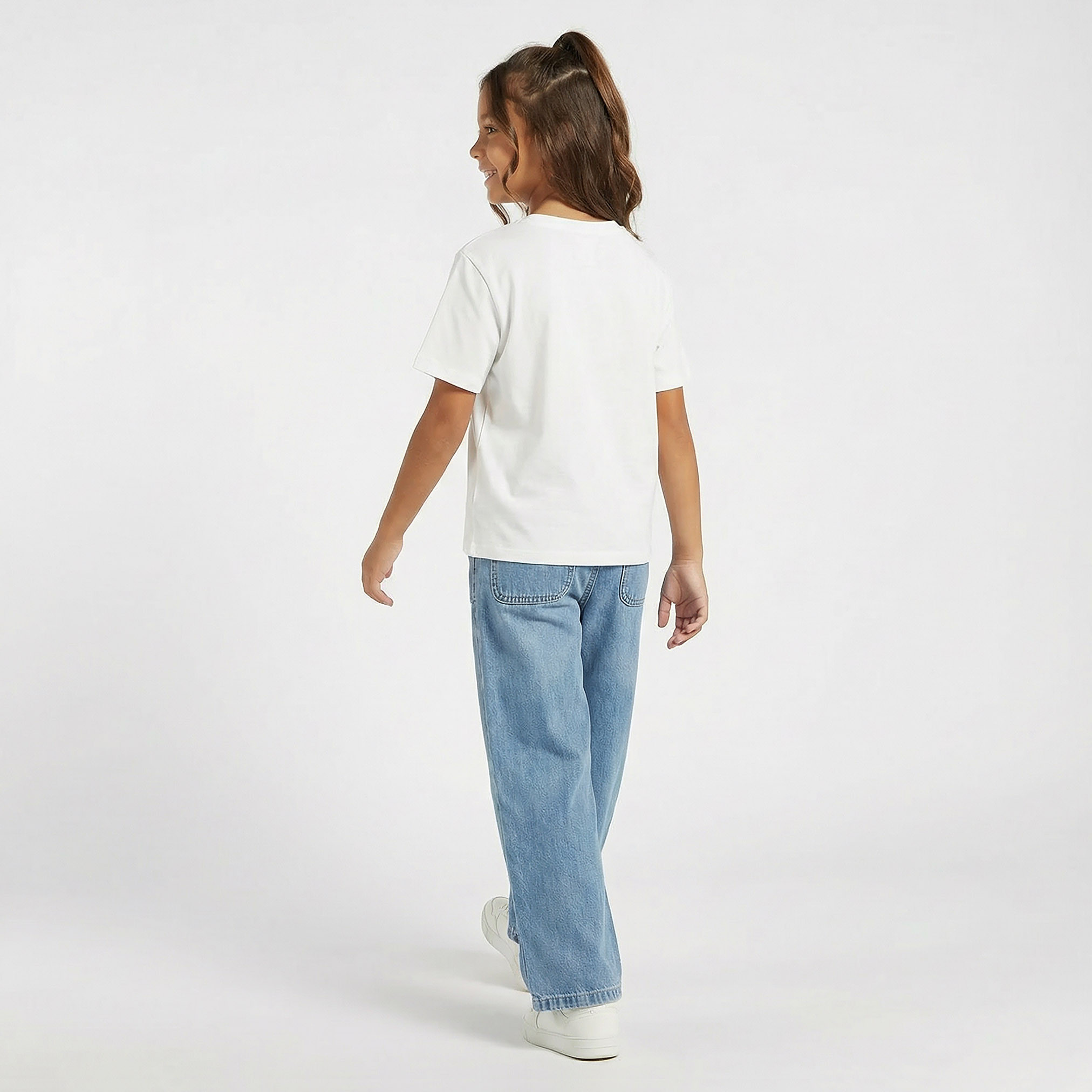Juniors Crew Neck Short Sleeves T-shirt with Studded Detail-girls-clothing-tshirts-image-3