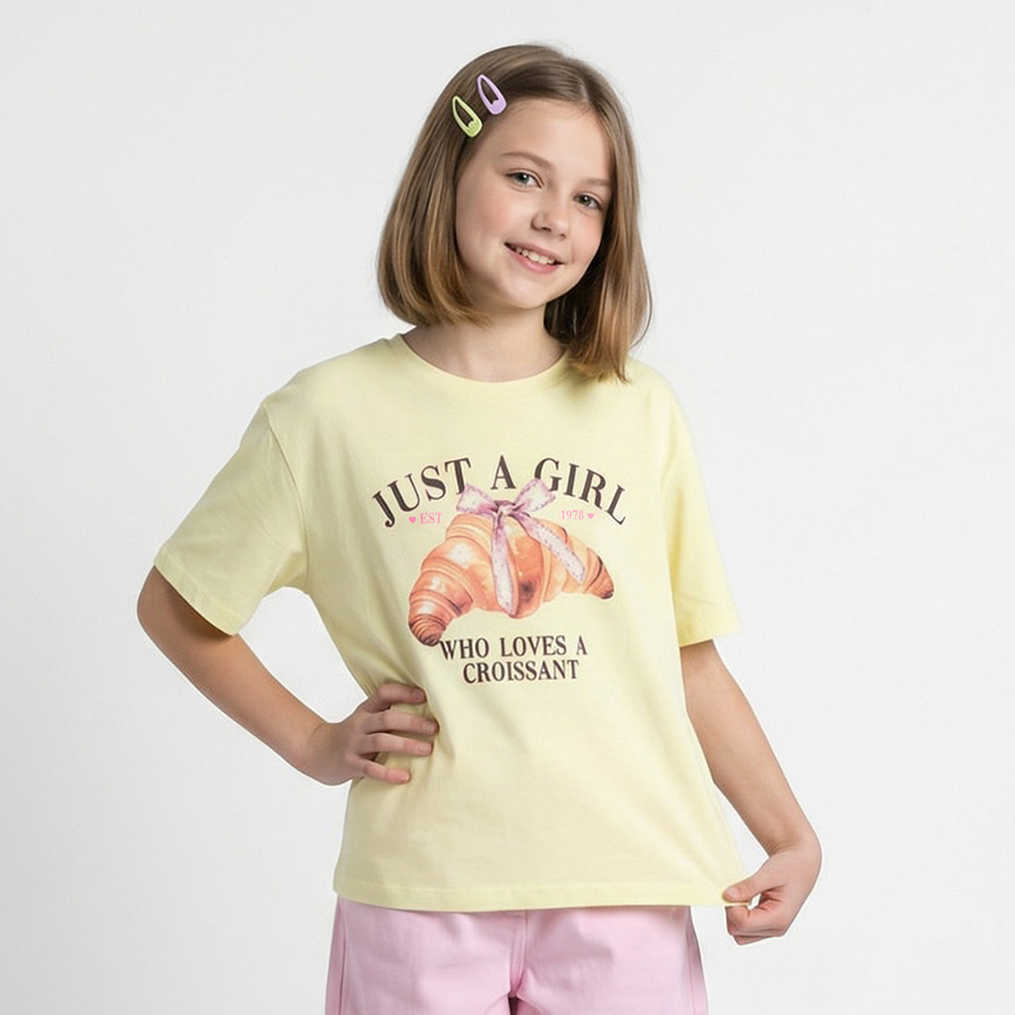 Juniors Crew Neck Short Sleeves T-shirt with Studded Detail-girls-clothing-tshirts-image-1