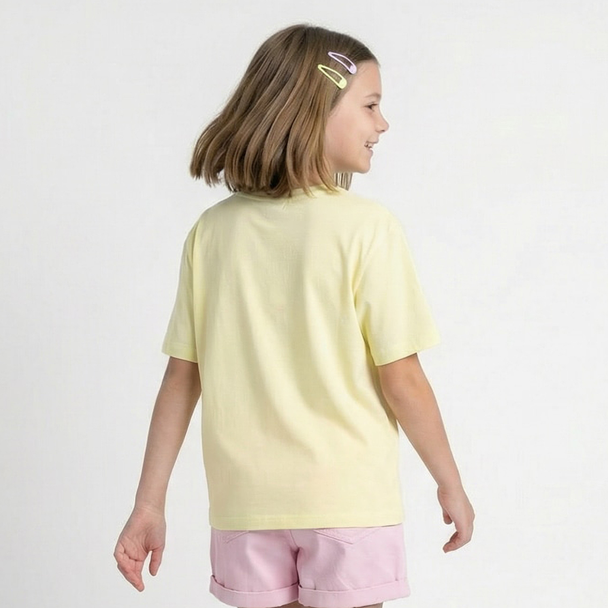 Juniors Crew Neck Short Sleeves T-shirt with Studded Detail-girls-clothing-tshirts-image-3