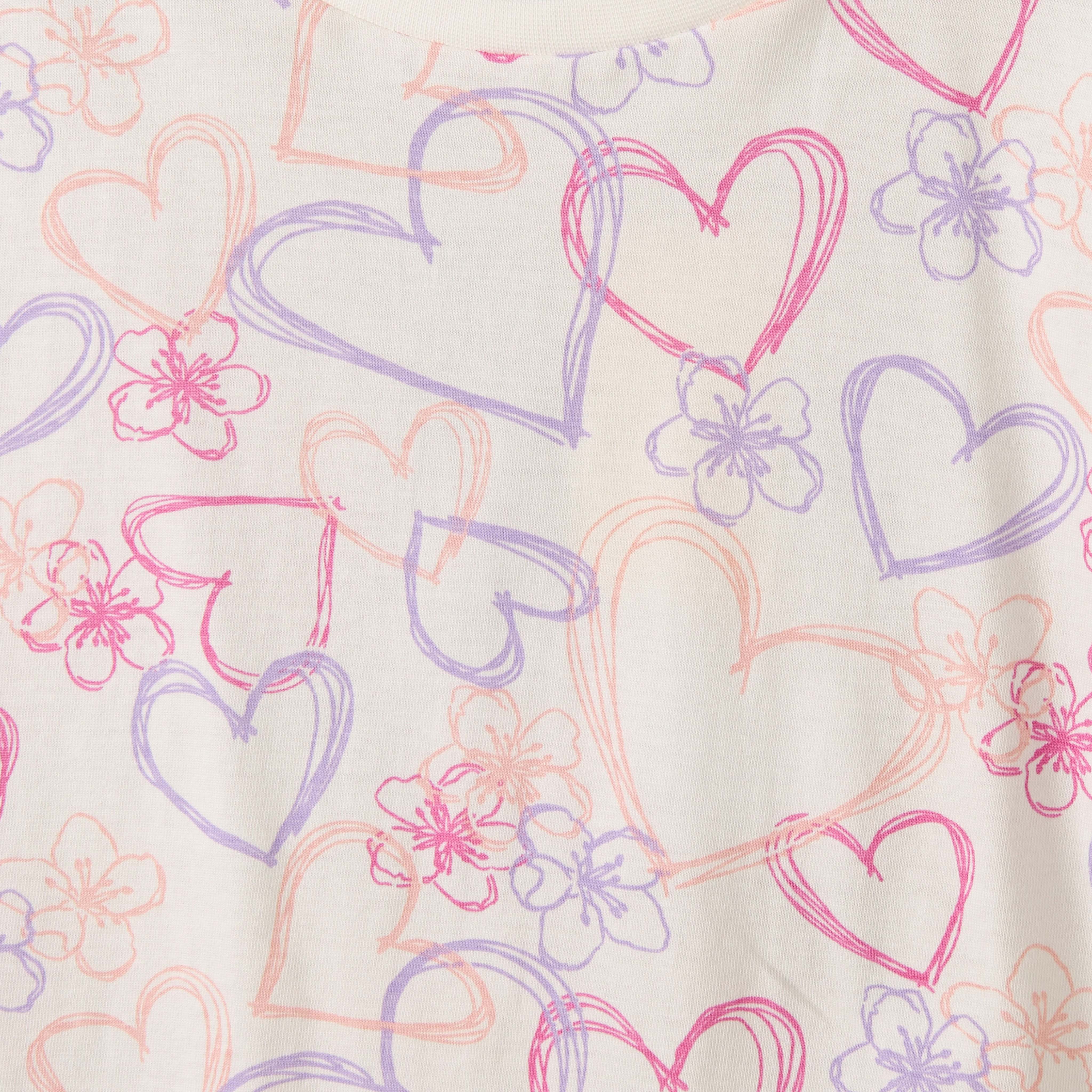 Juniors Crew Neck Short Sleeves T-shirt with Heart Print-girls-clothing-tshirts-image-4