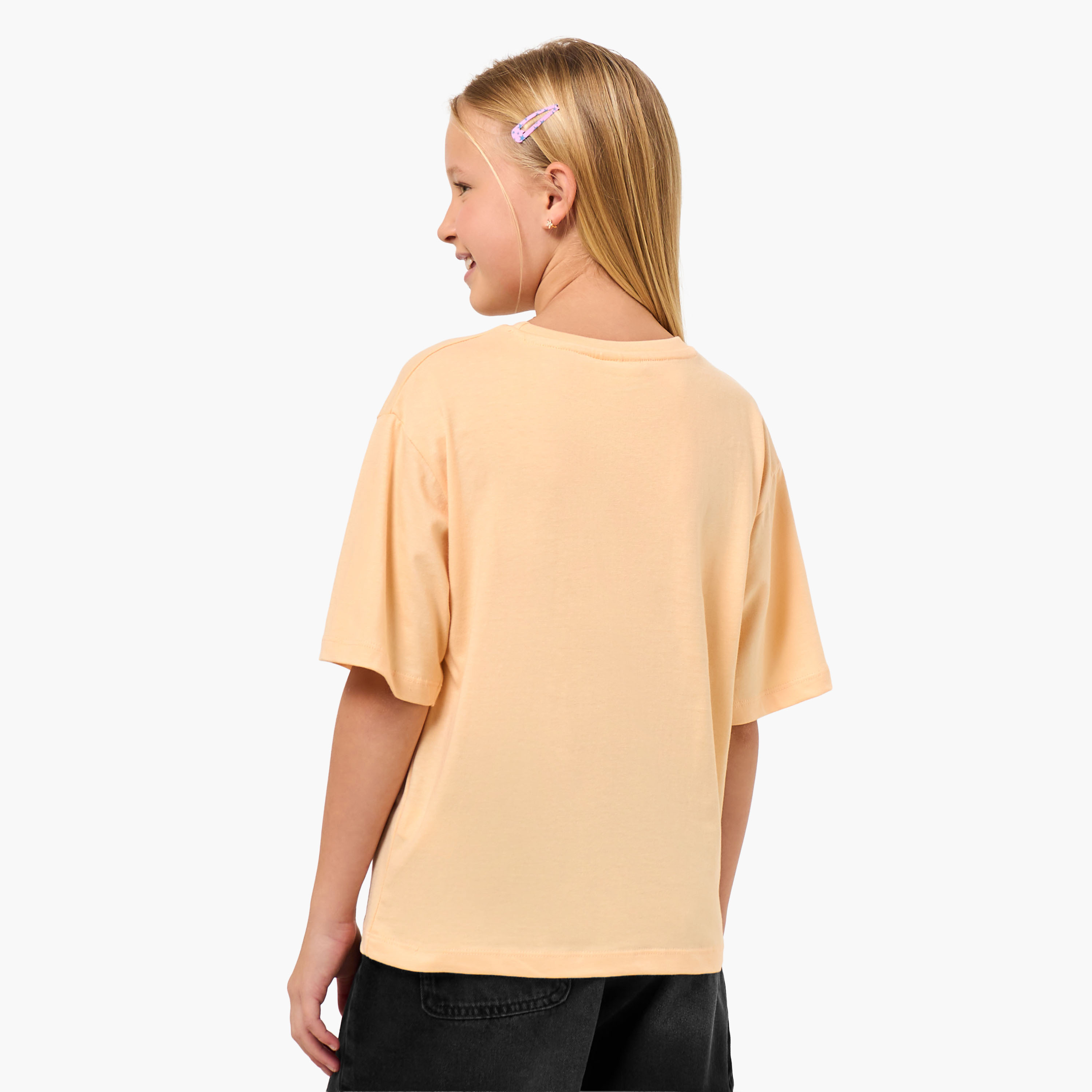 Juniors Crew Neck Short Sleeves T-shirt with Graphic Print-girls-clothing-tshirts-image-3
