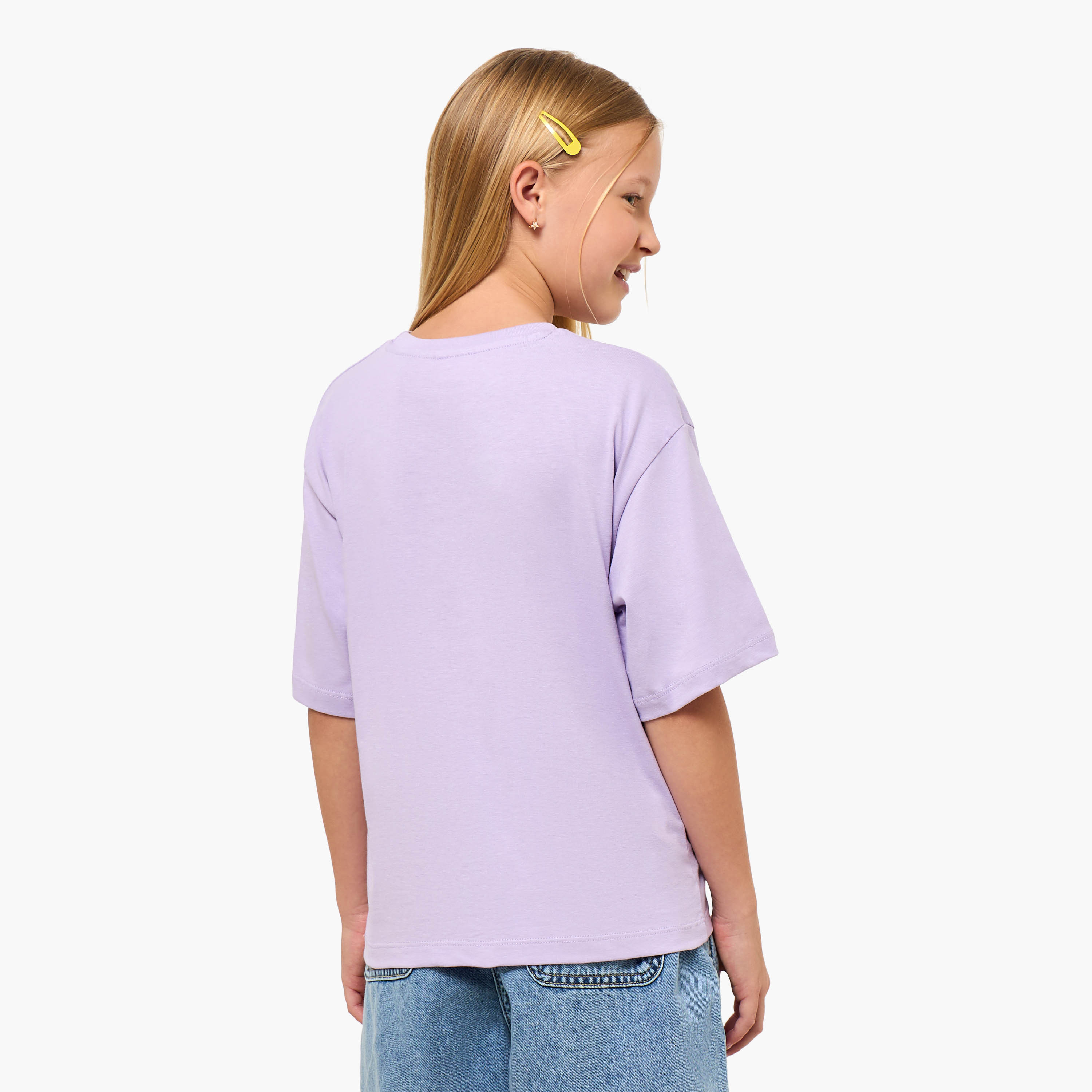 Juniors Crew Neck Short Sleeve T-shirt with Graphic Print-girls-clothing-tshirts-image-4