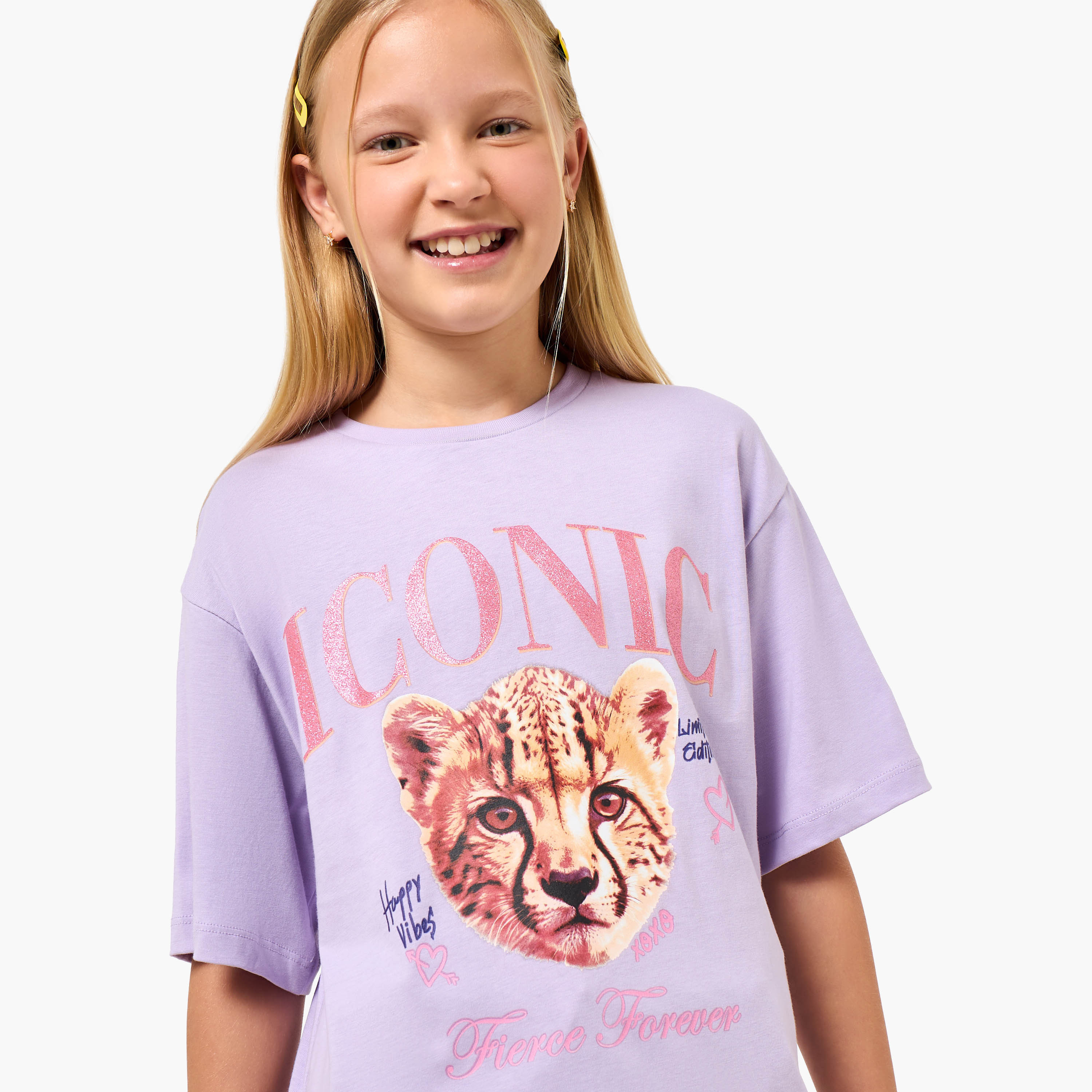 Juniors Crew Neck Short Sleeve T-shirt with Graphic Print-girls-clothing-tshirts-image-5