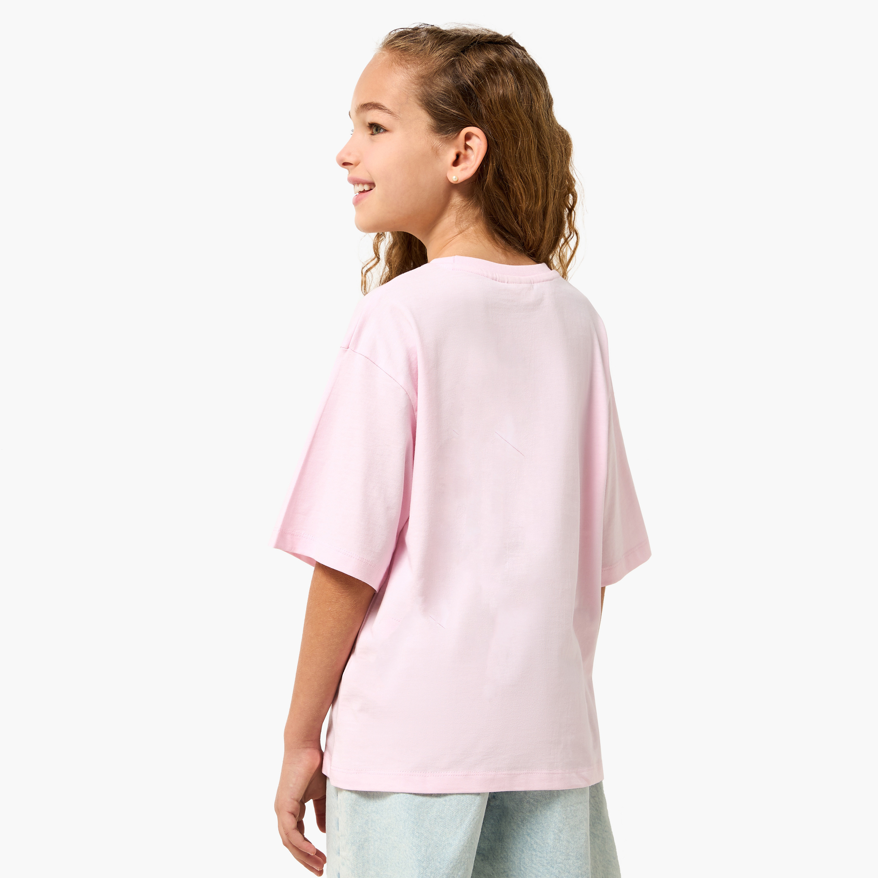 Juniors Crew Neck Short Sleeves T-shirt with Graphic Print-girls-clothing-tshirts-image-4