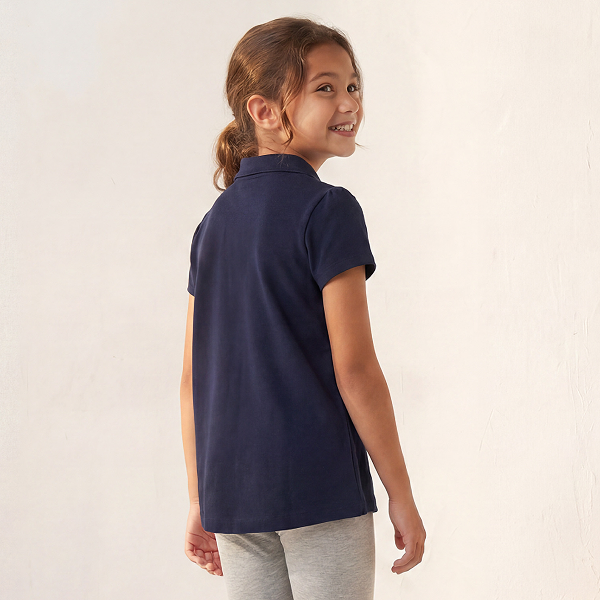 Pack of 2 Juniors Peter Pan Collar Short Sleeves T-shirt with Textured Design-girls-clothing-schoolwear-tshirts-image-6