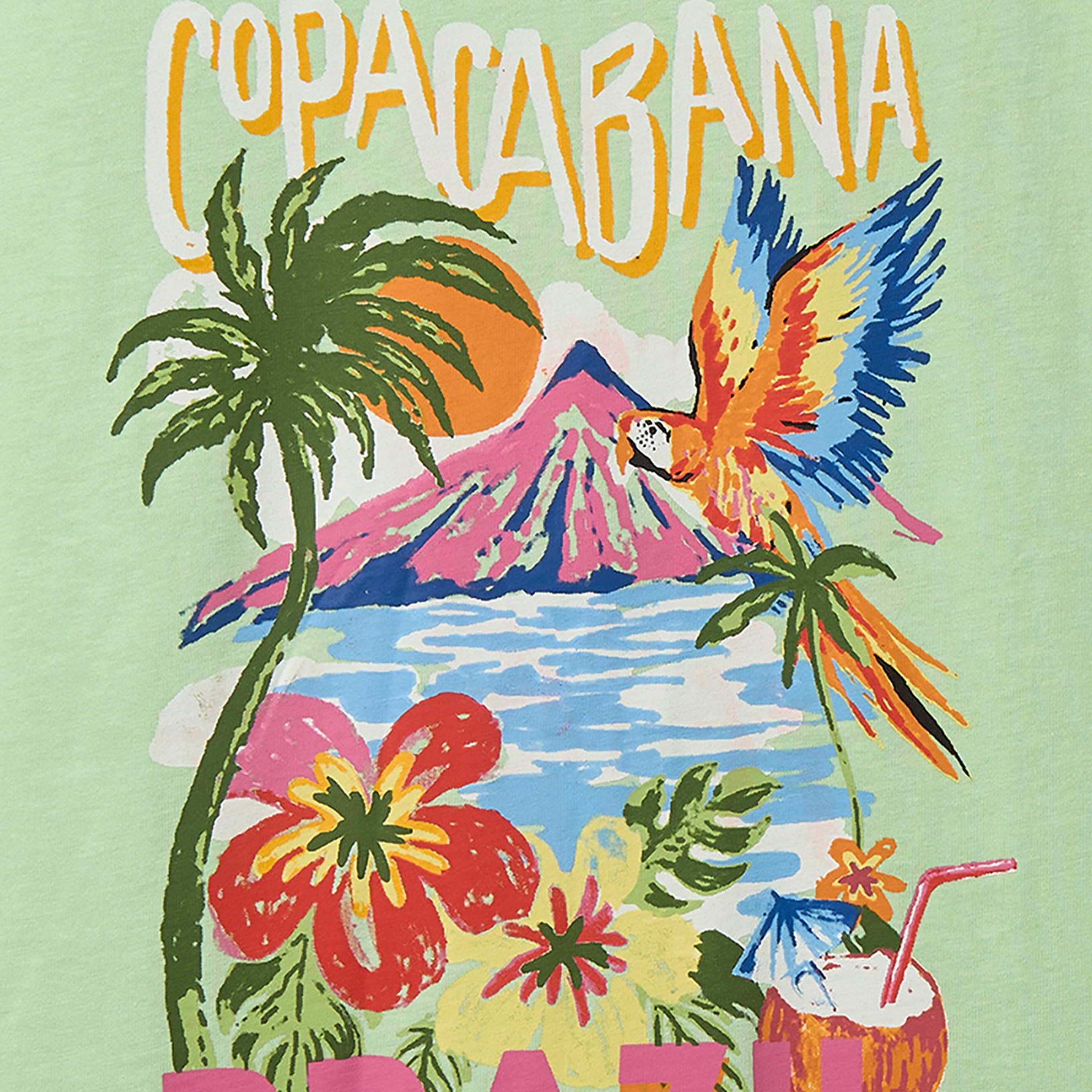 Juniors Crew Neck Sleeveless T-shirt with Tropical Print-girls-clothing-tshirts-image-4