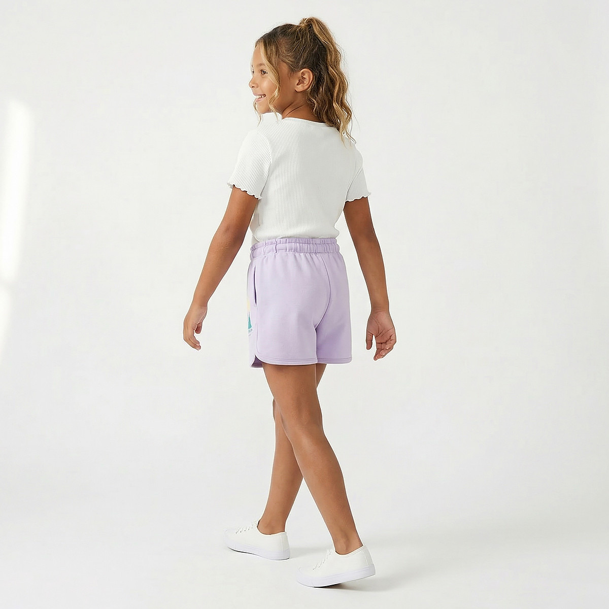 Juniors Drawstring Waist Shorts with Graphic Print-girls-clothing-bottoms-shorts-image-3