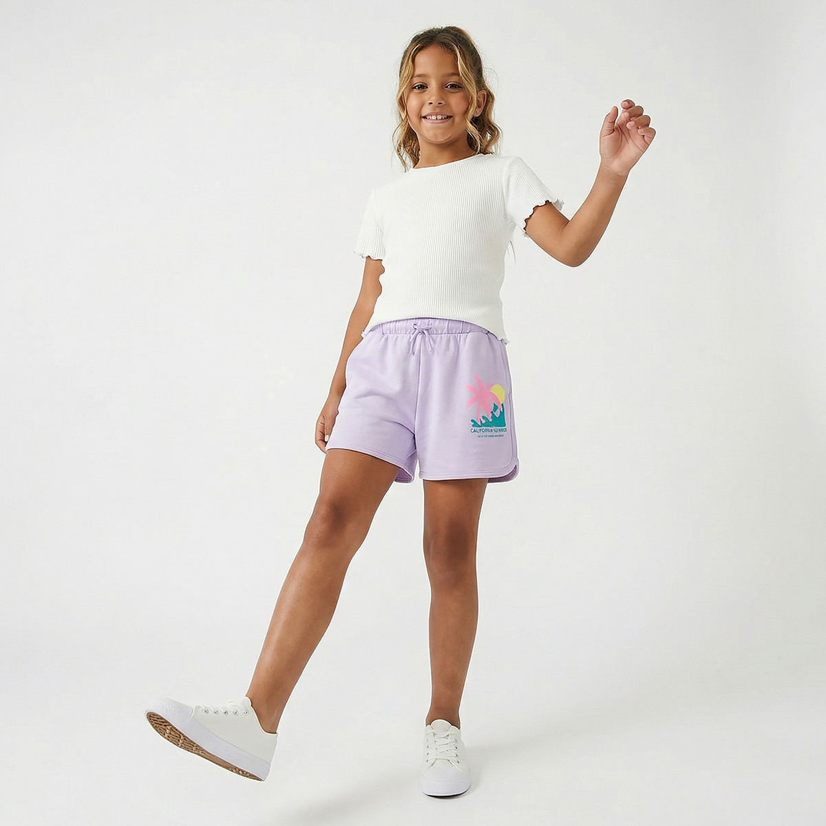 Juniors Drawstring Waist Shorts with Graphic Print-girls-clothing-bottoms-shorts-image-5