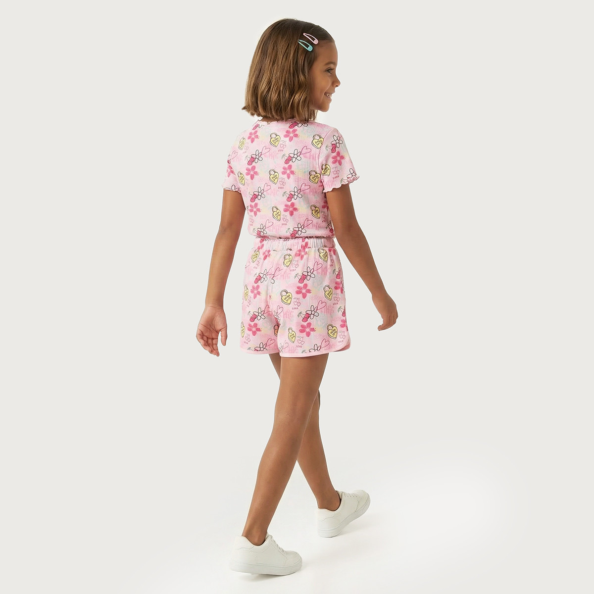 Juniors Above Knee Drawstring Waist Shorts with Graphic Print-girls-clothing-bottoms-shorts-image-3