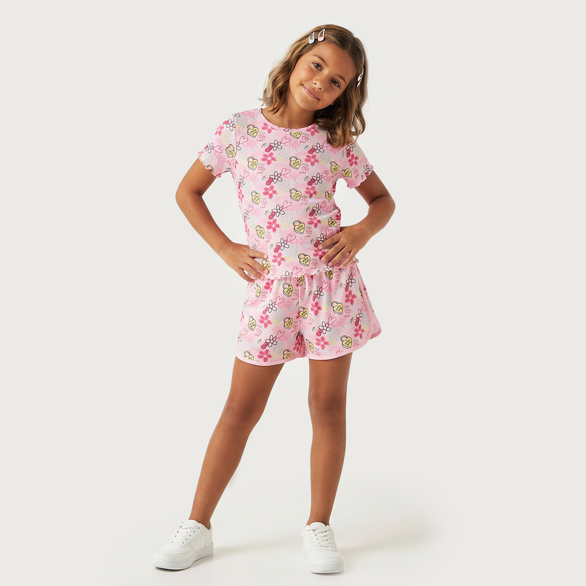Juniors Above Knee Drawstring Waist Shorts with Graphic Print-girls-clothing-bottoms-shorts-image-5