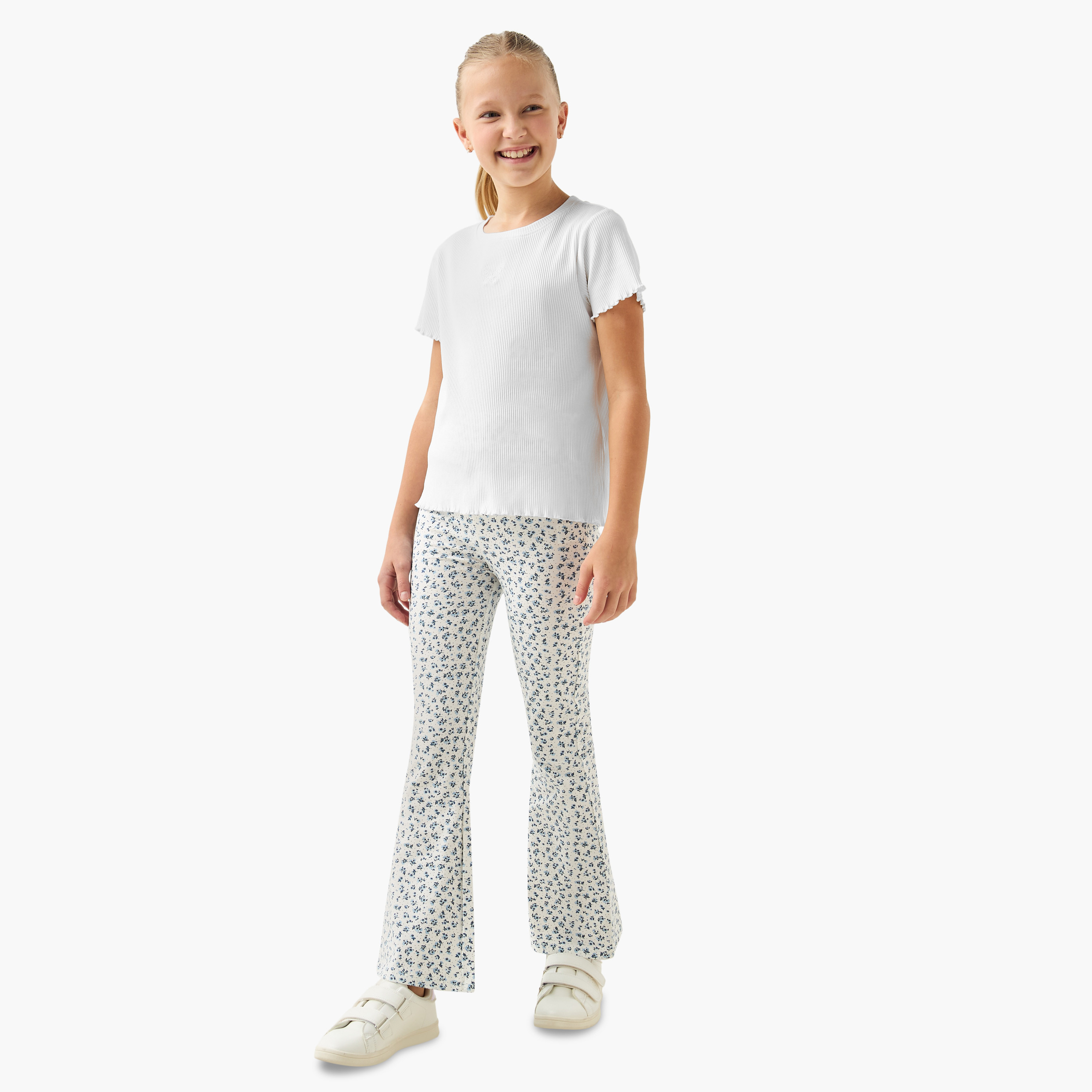 Juniors Leggings with Flared Hem-girls-clothing-bottoms-leggings-image-2