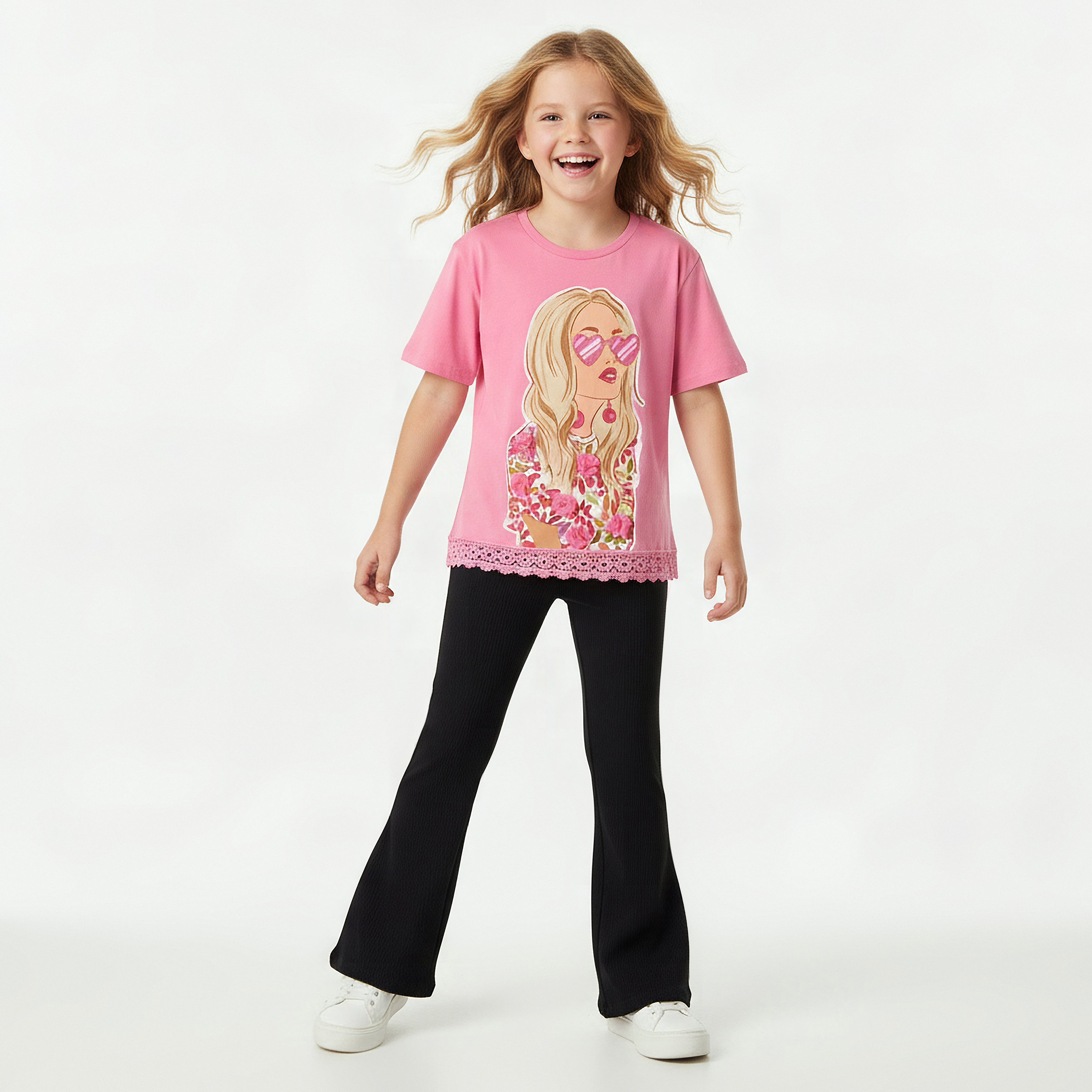 Juniors Leggings with Flared Hem-girls-clothing-bottoms-leggings-image-2