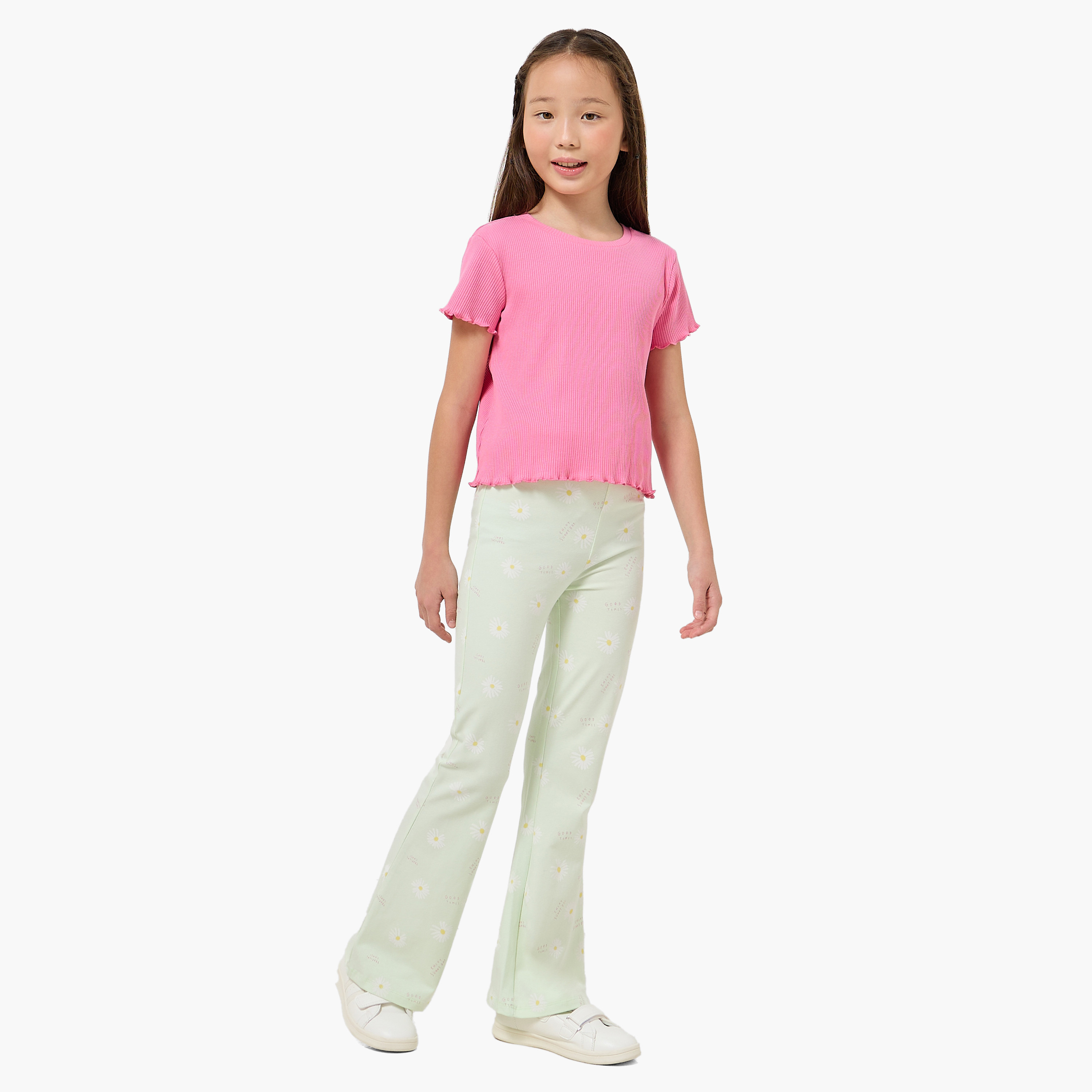Juniors Leggings with Flared Hem-girls-clothing-bottoms-leggings-image-2
