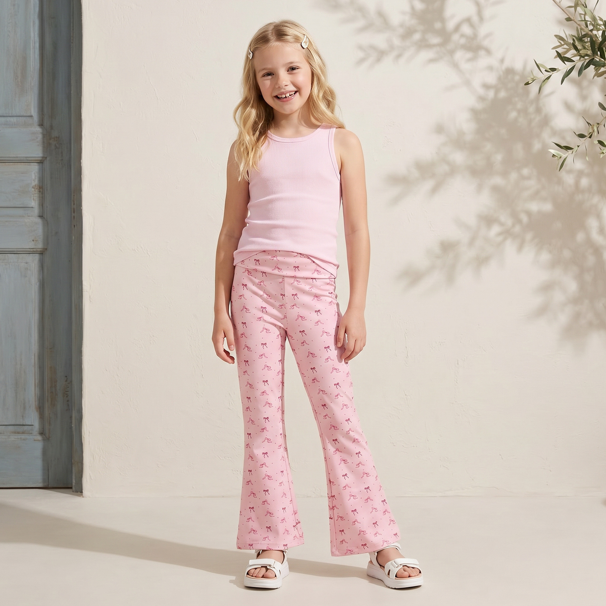 Juniors Leggings with Flared Hem-girls-clothing-bottoms-leggings-image-2