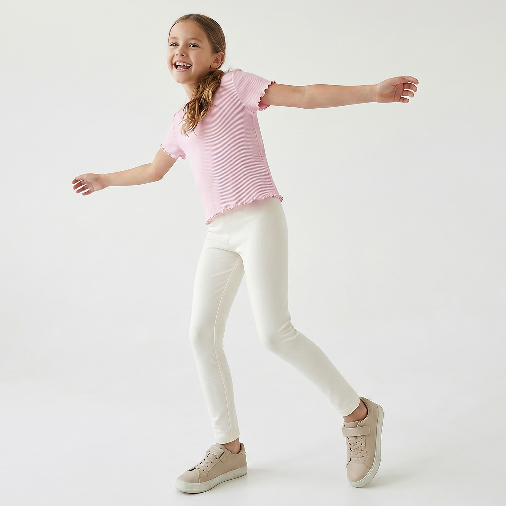Pack of 2 Juniors Leggings with Elasticated Waist-girls-clothing-bottoms-leggings-image-6