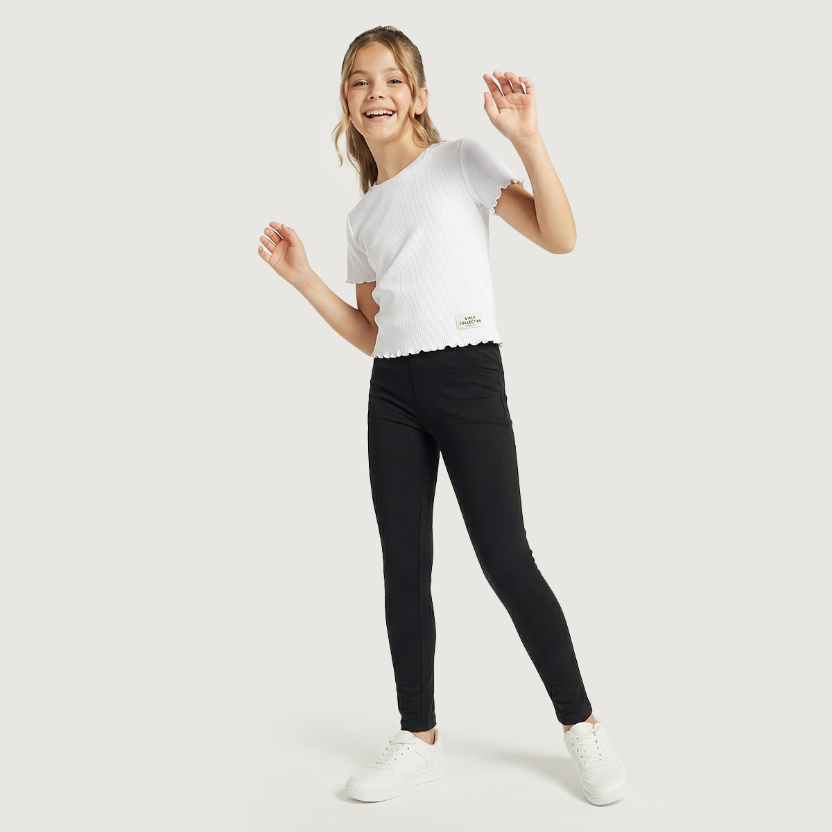 Juniors Leggings with Elasticated Waistband-girls-clothing-bottoms-leggings-image-2