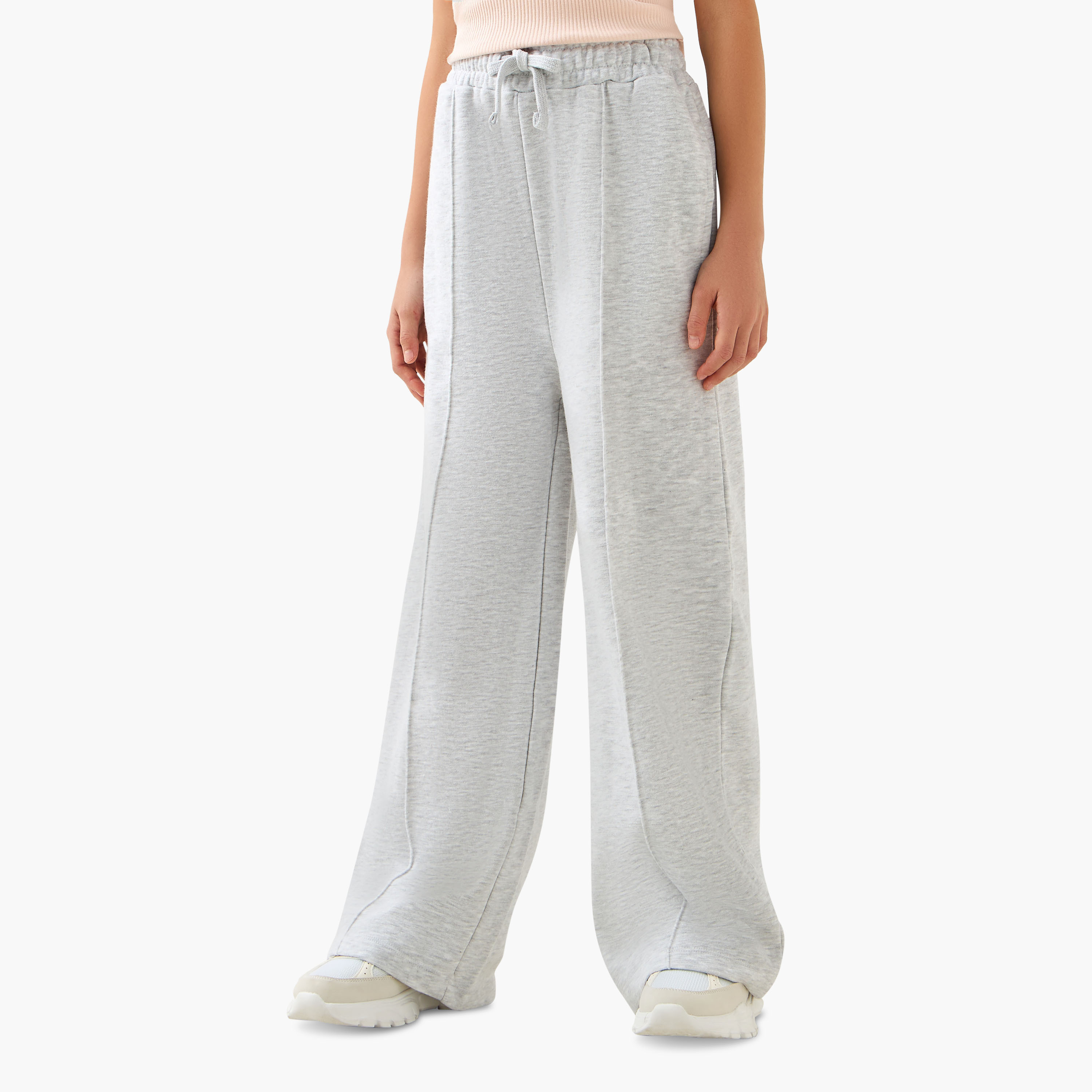 Juniors Drawstring Waist Wide Leg Track Pants with Pintuck Detail-girls-clothing-bottoms-joggersandtrackpants-image-1