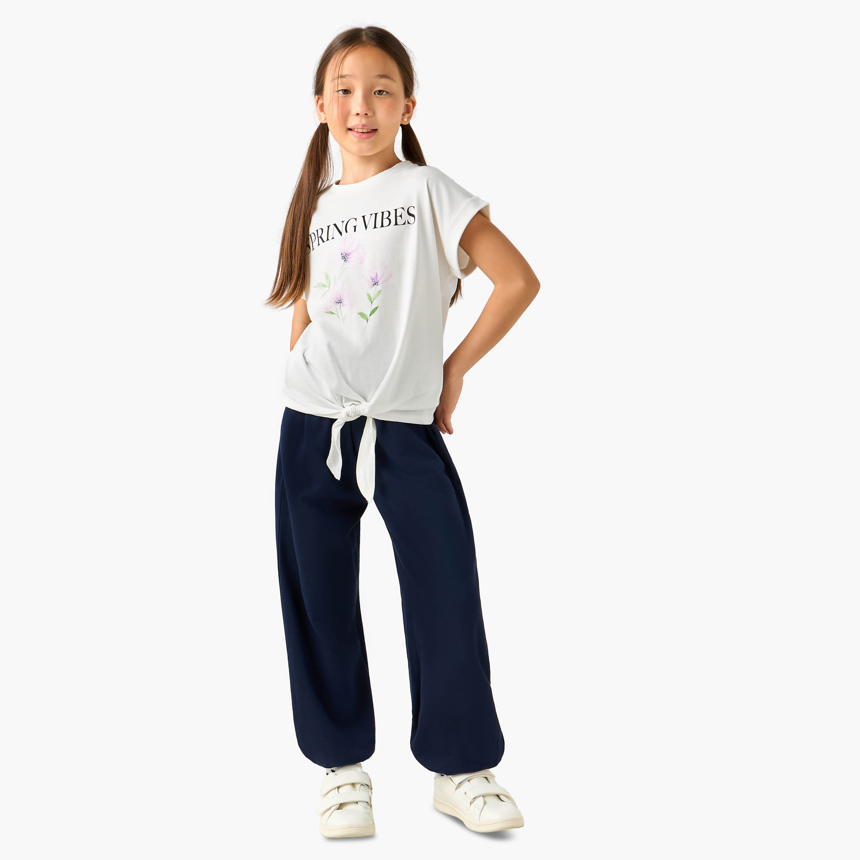 Juniors Drawstring Waist Track Pants with Pockets-girls-clothing-bottoms-joggersandtrackpants-image-2
