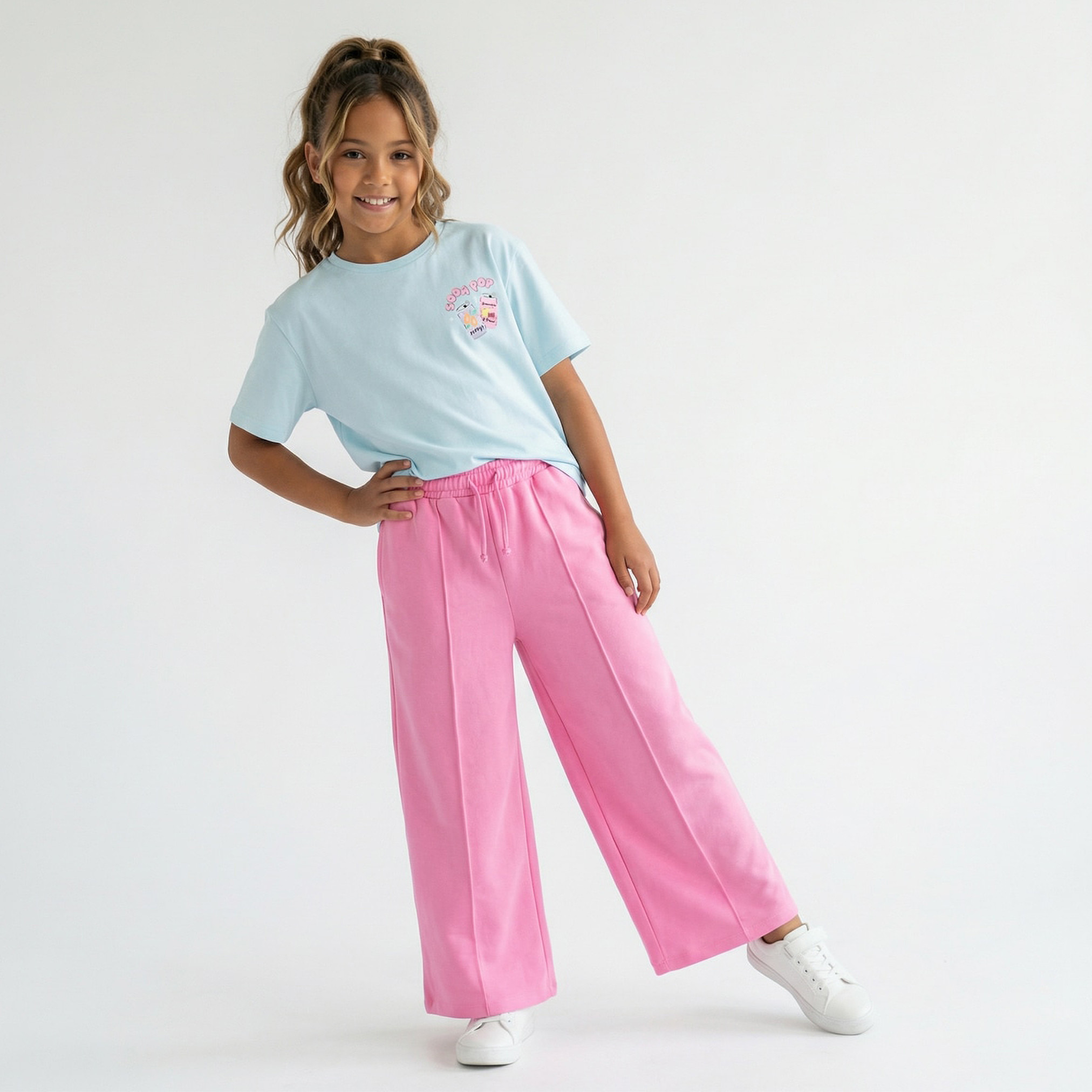 Juniors Drawstring Waist Track Pants with Pockets-girls-clothing-bottoms-joggersandtrackpants-image-2