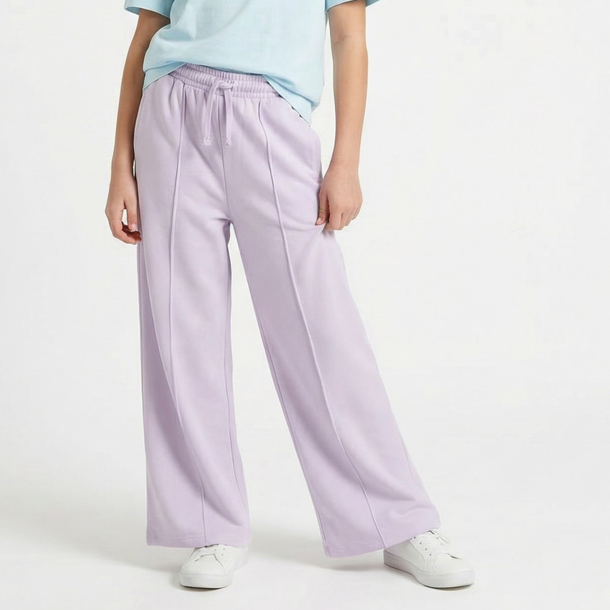 Juniors Elasticated Drawstring Waist Track Pants with Pockets-girls-clothing-bottoms-joggersandtrackpants-image-1
