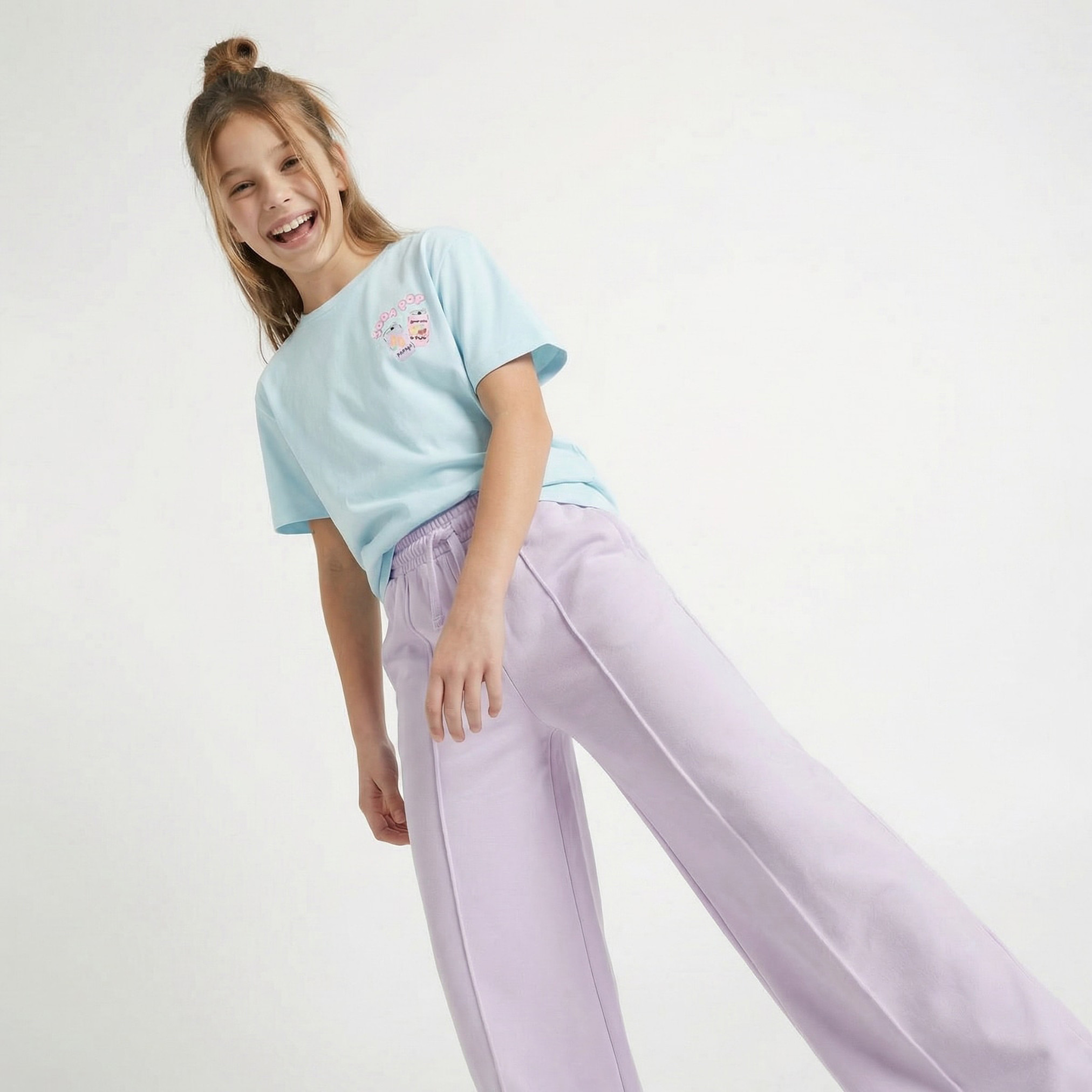 Juniors Elasticated Drawstring Waist Track Pants with Pockets-girls-clothing-bottoms-joggersandtrackpants-image-2