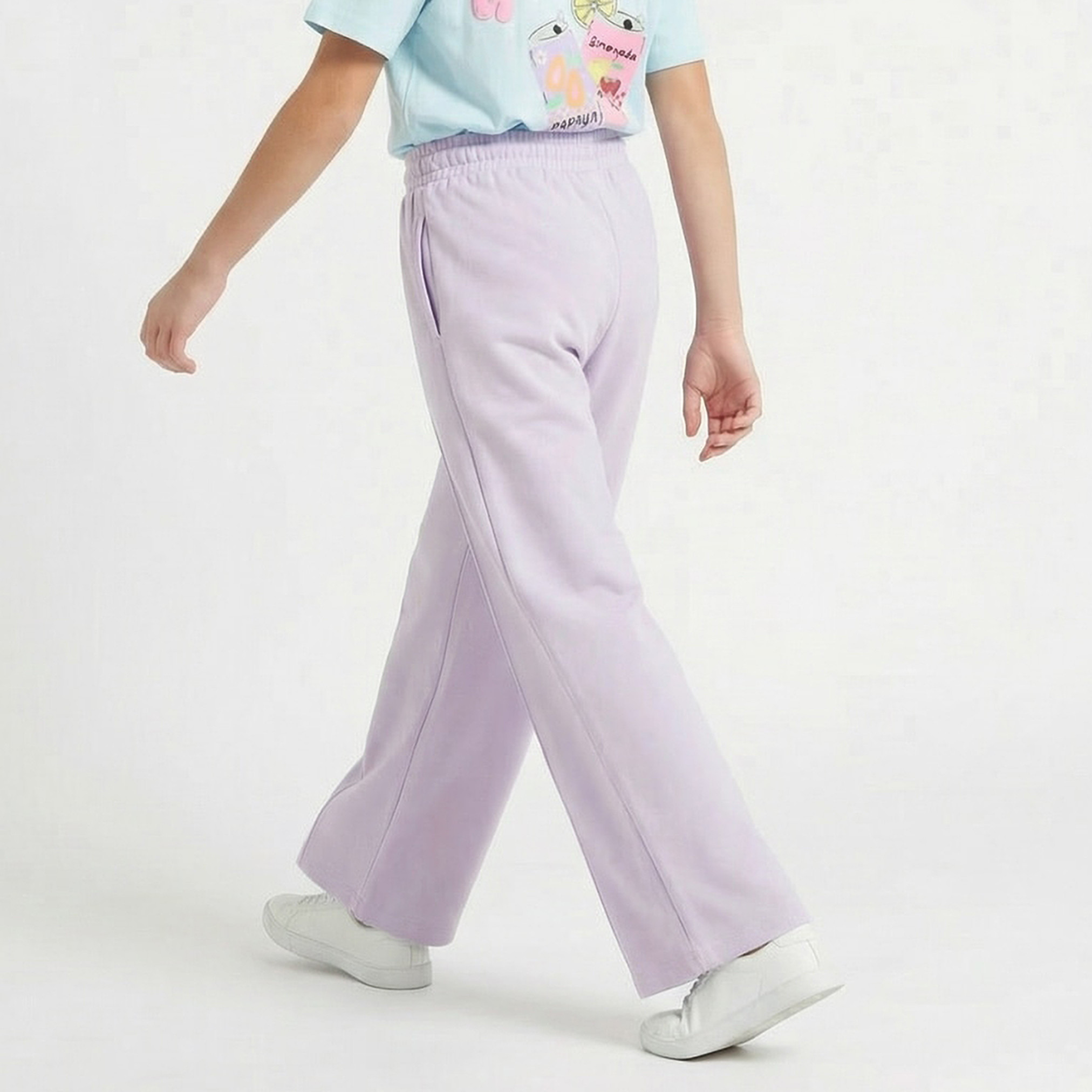 Juniors Elasticated Drawstring Waist Track Pants with Pockets-girls-clothing-bottoms-joggersandtrackpants-image-3