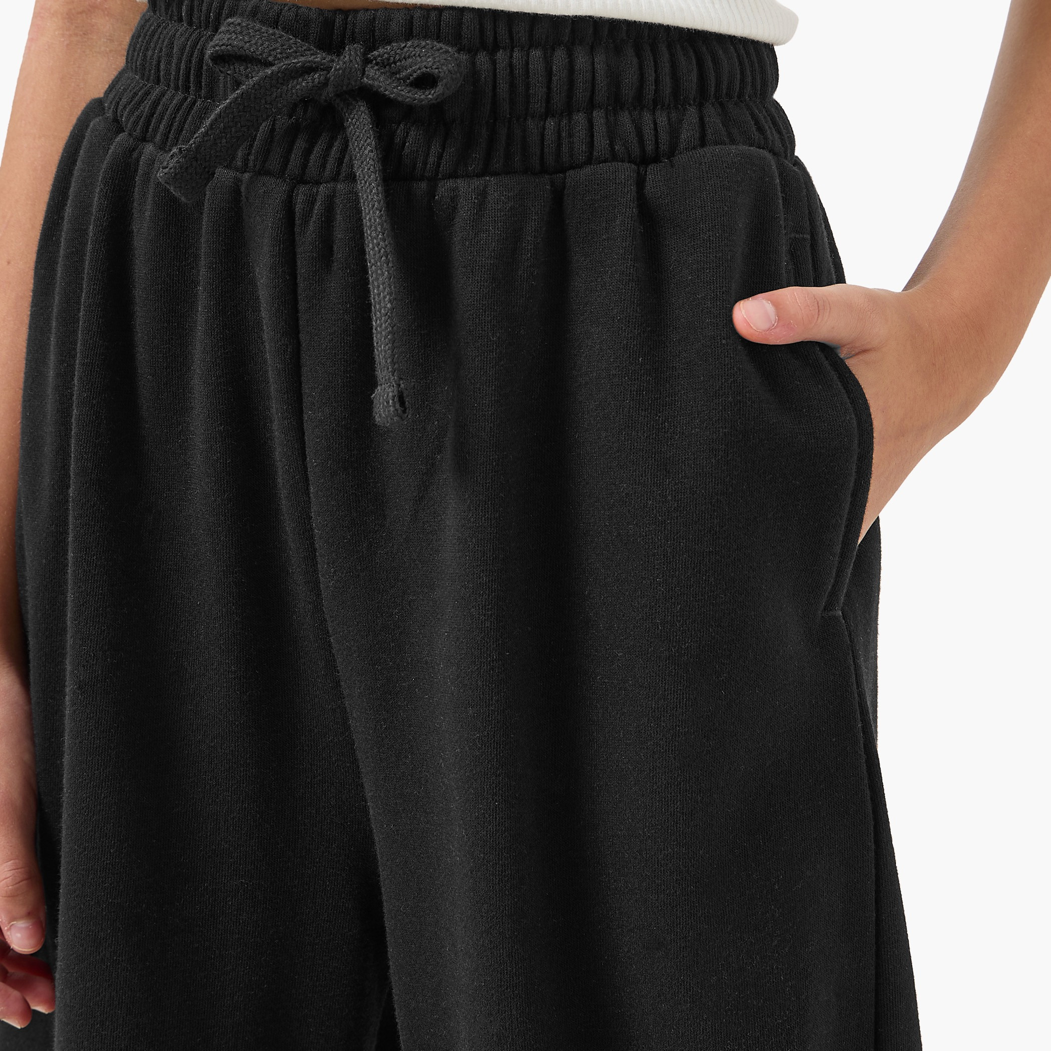 Juniors Drawstring Waist Joggers with Solid Design-girls-clothing-bottoms-joggersandtrackpants-image-4